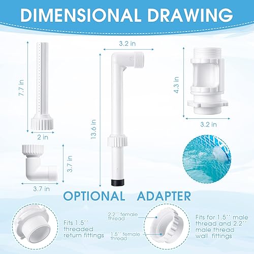 Miniatura 3 de Fuente de agua de doble rociador ajustable para piscina, cascada, con adaptador, aireador de piscina, fuentes de piscina para piscinas sobre el