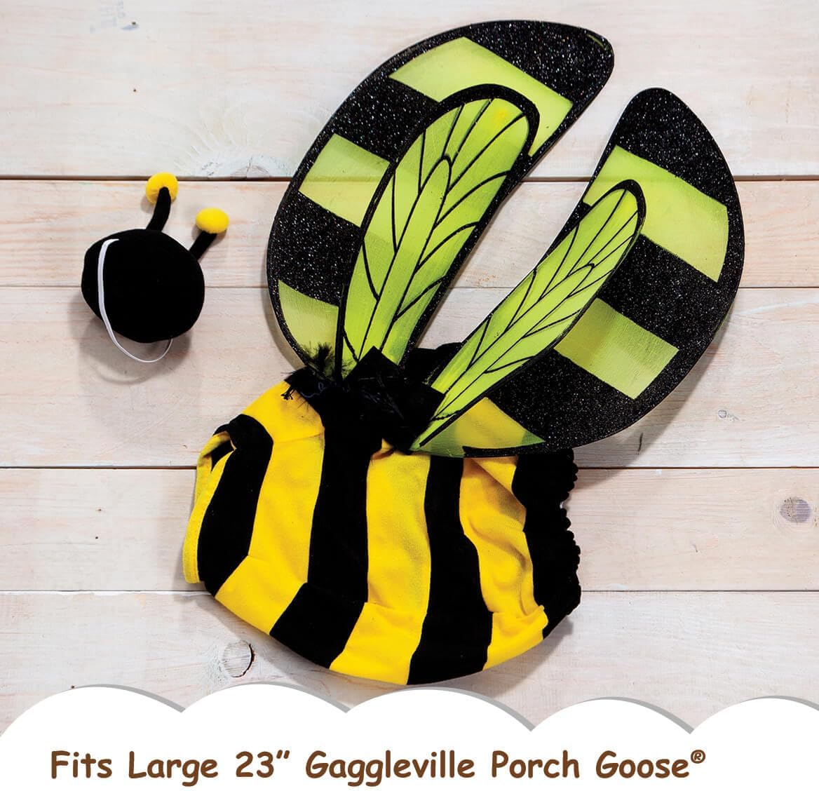 Fox Valley Traders Gaggleville Bumble Bee Goose Outfit, Fits Large 23" H Statue
