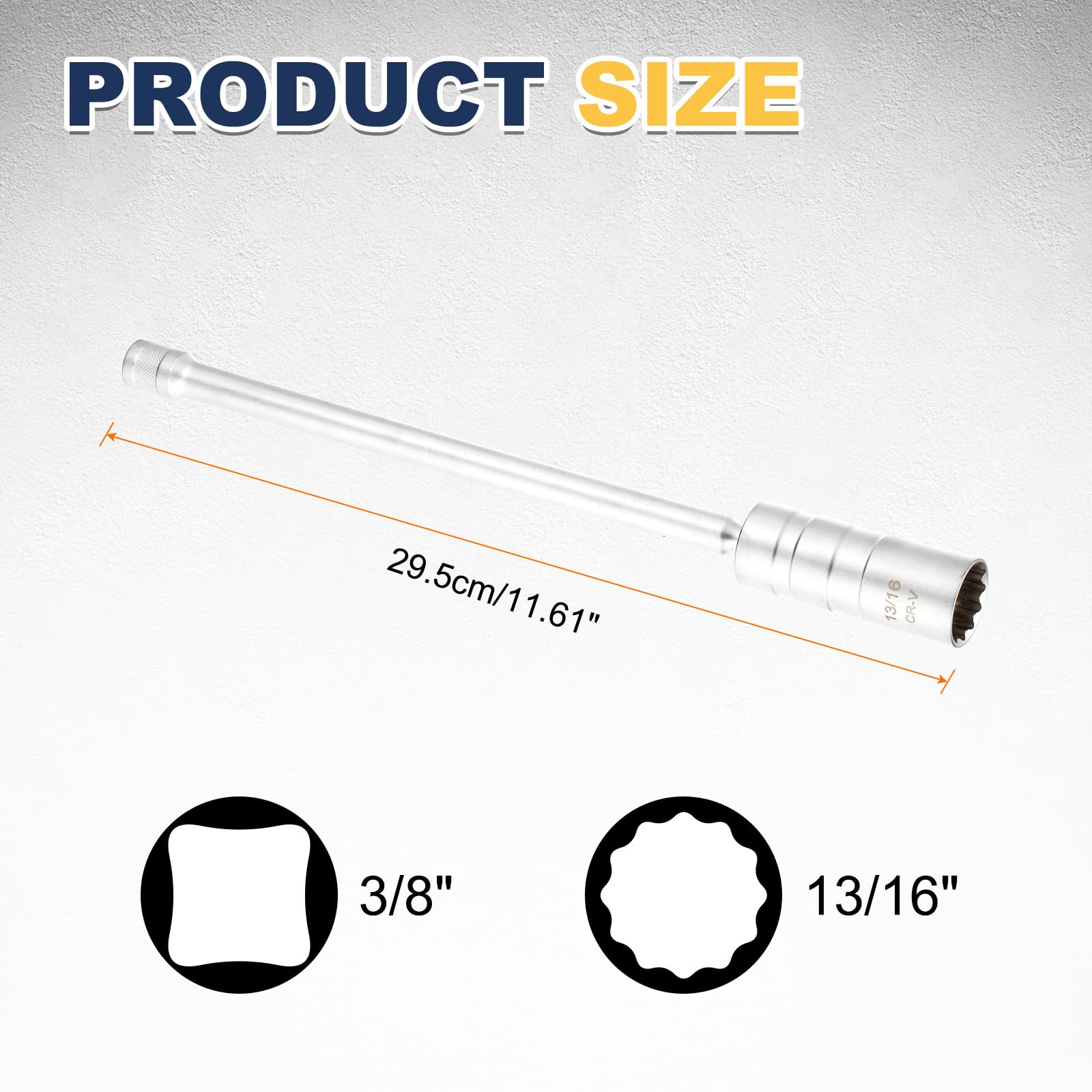 QUARKZMAN 2 Pezzi Set Presa Candele 3/8" Drive 13/16" Snodo Magnetico 12 Punti Parete Sottile Lunga Presa Candele con Snodo A 360 Gradi CR-V Acciaio, Argento
