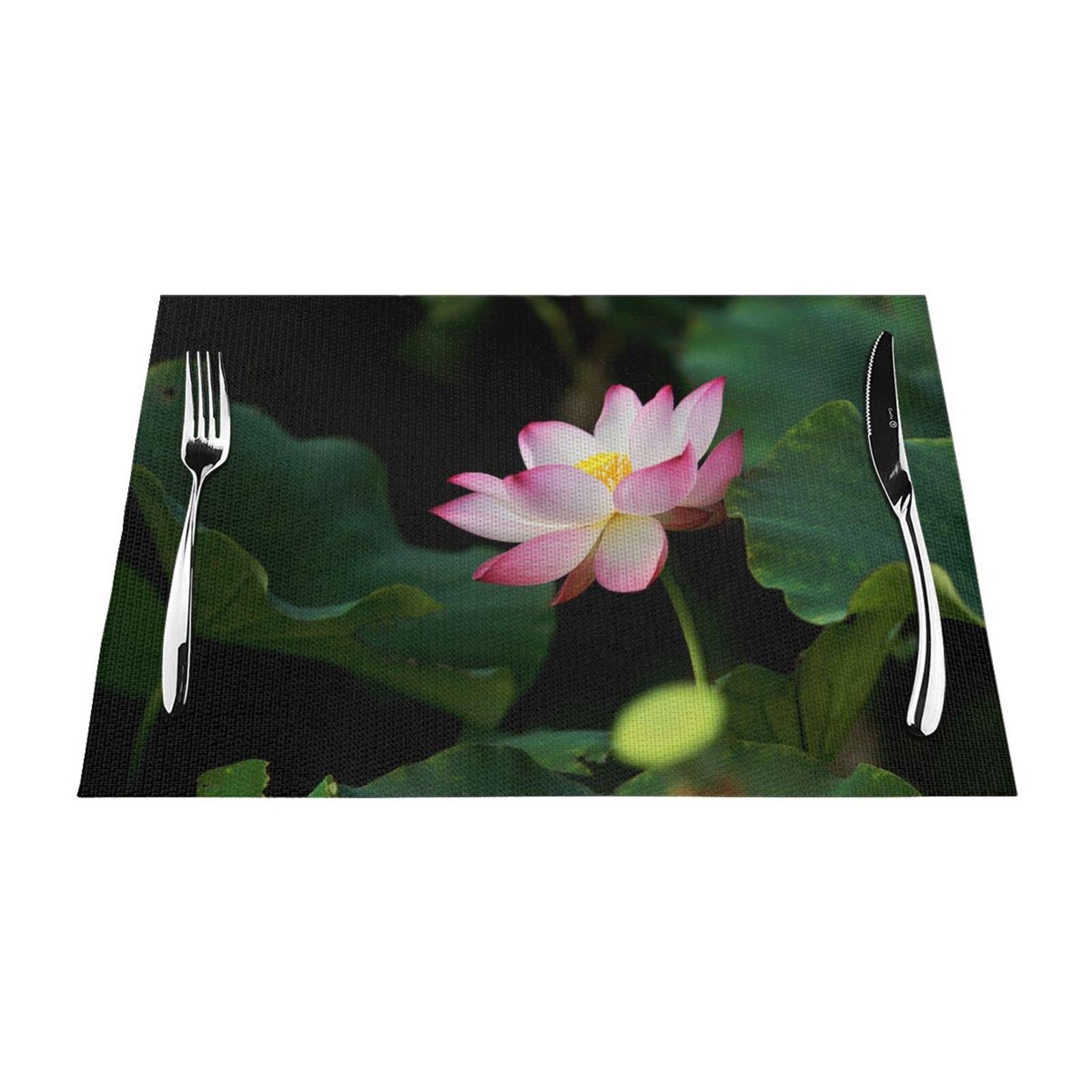 Set de table fleur de lotus x4 résistant à la chaleur pour salle à manger 30x45cm