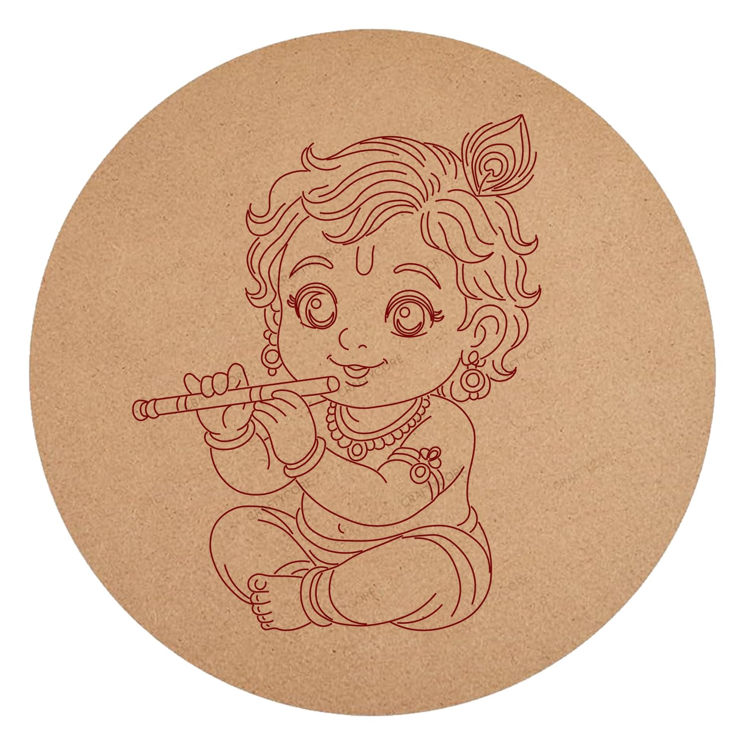 Krishna Round MDF Pre-Marked Board for DIY Acrylic Painting, Mandala Art, Pyrography, Lippan Art, Ready-to-Paint Art & Craft Acitivity for Kids & Adults Eco-Friendly MDF (6 Inch)-image-5