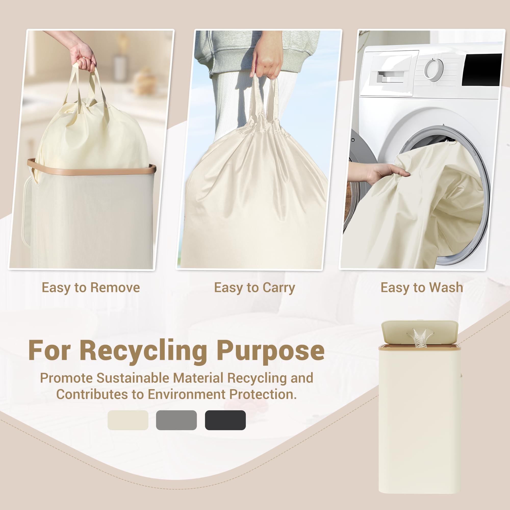 YOUDENOVA 100L Pfandflaschen Sammelbehälter mit Deckel Geruchsdicht Mülleimer Küche Flaschensammler Leergut Altglas Aufbewahrung Recycling Behälter Beige