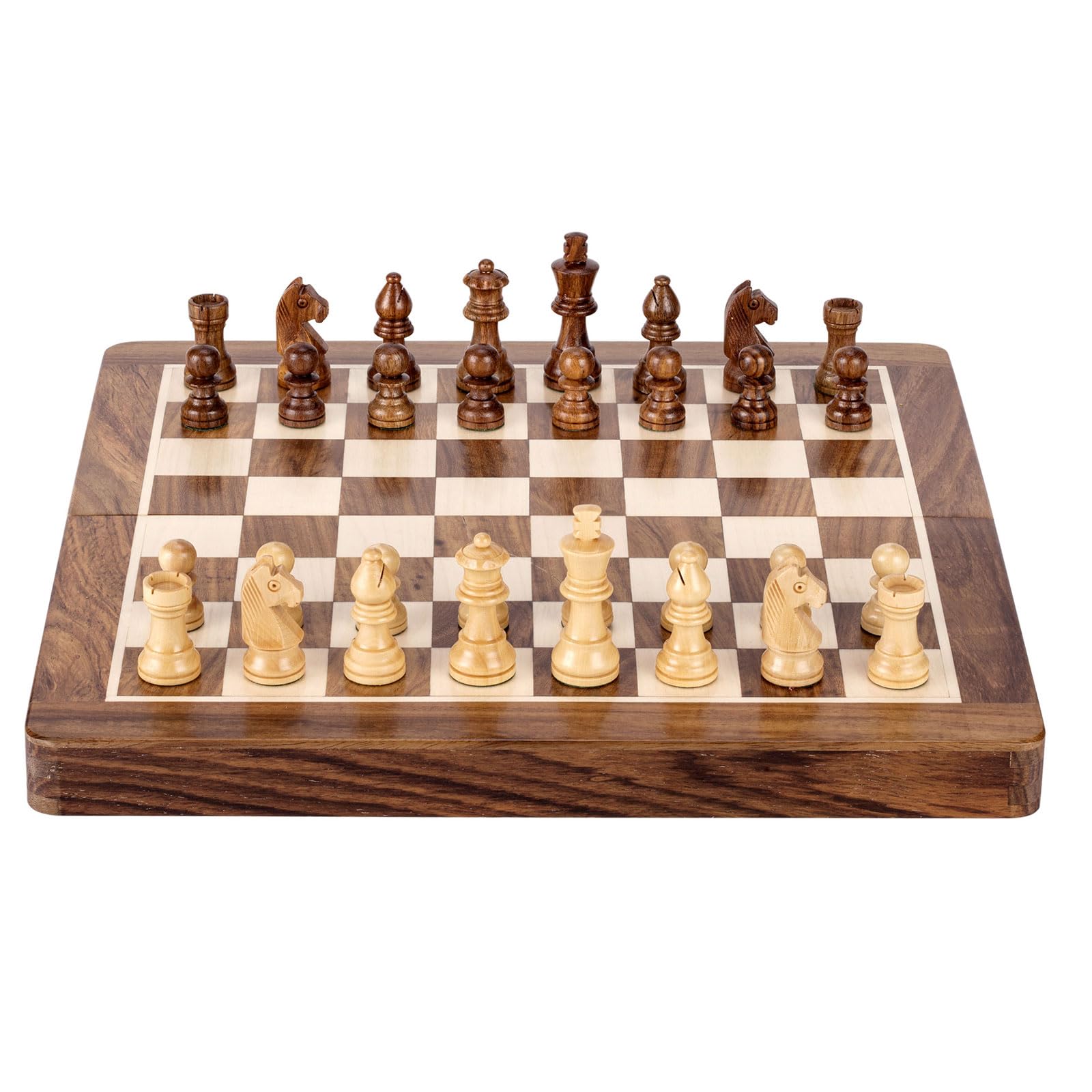 esmen Schachspiel aus Holz, handgefertigtes faltbares magnetisches Schachspiel, tragbares Reiseschachspiel, ideal für Anfänger und professionelle Spieler