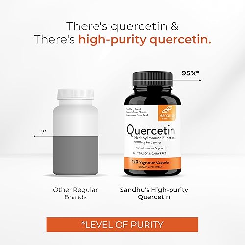 Miniatura 6 de Quercetina 500mg Cápsulas vegetarianas 120 unidades 1000 mg por porción de 2 cápsulas Suplementos de apoyo inmunológico para respiratorio, salud