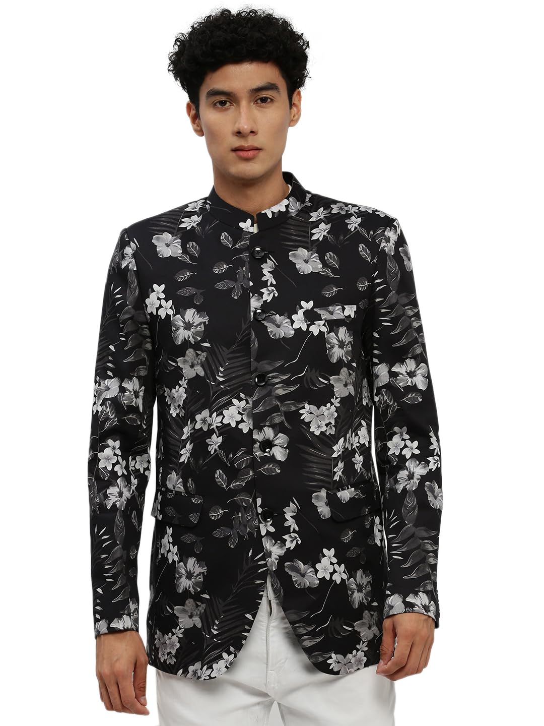 showoffff SHOWOFF Men's Mandarin Collar Black Bandhgala Slim Fit Blazer-SOBLZ-85-08_Black-picture-36
