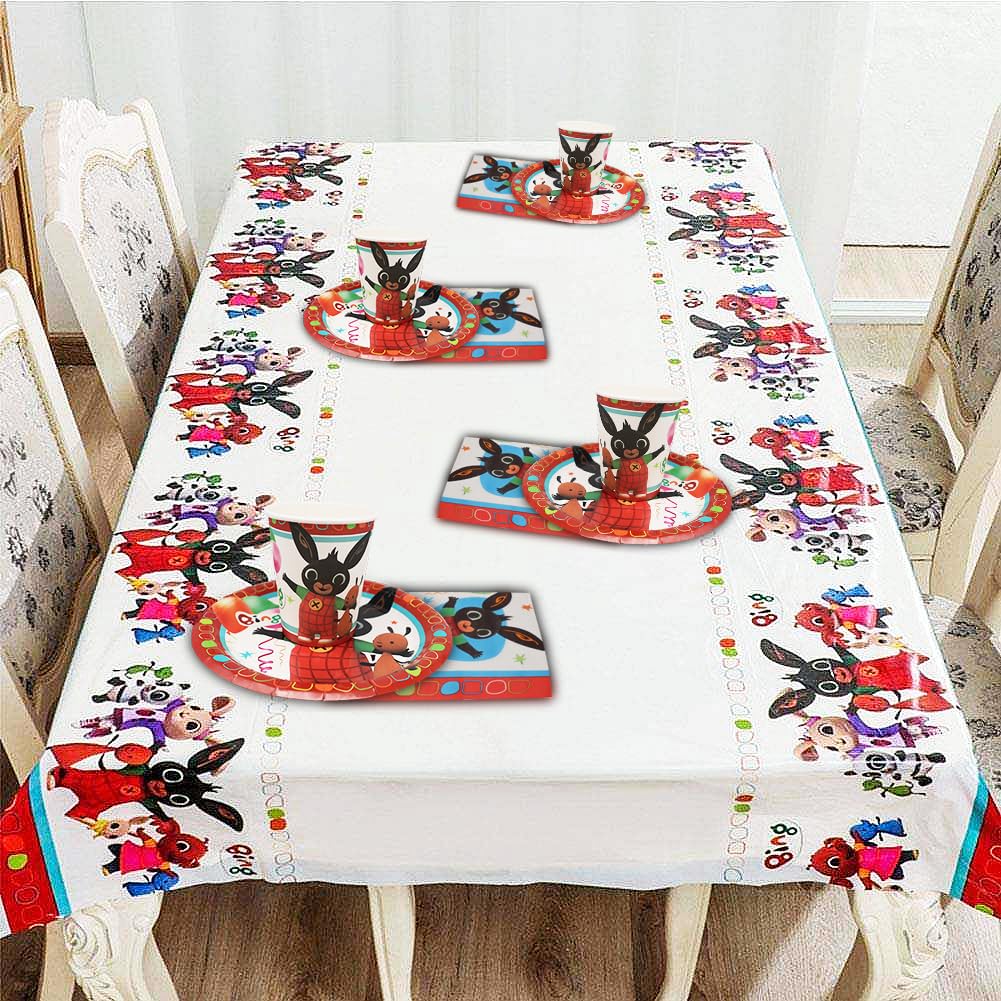 Set di stoviglie per feste con coniglietto, piatto, tazza, tovaglia, tovagliolo, festa per bambini, adatto per 20 persone