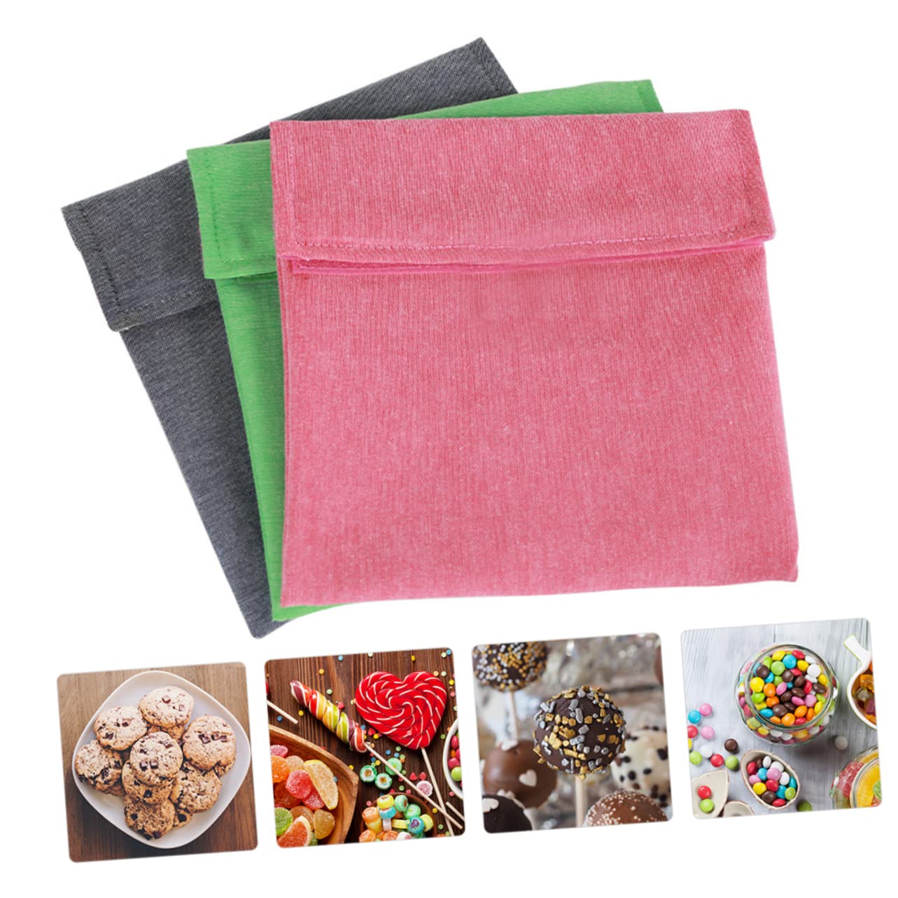 KOMBIUDA 2 Juegos 3 Piezas Bolsa De Refrigerio Fácil De Llevar Bolsa De Comida Bolsa Organizadora De Cosméticos Bolsa De Refrigerio De Tela Lavable Bolsa De Maquillaje Impermeable Bolsa De