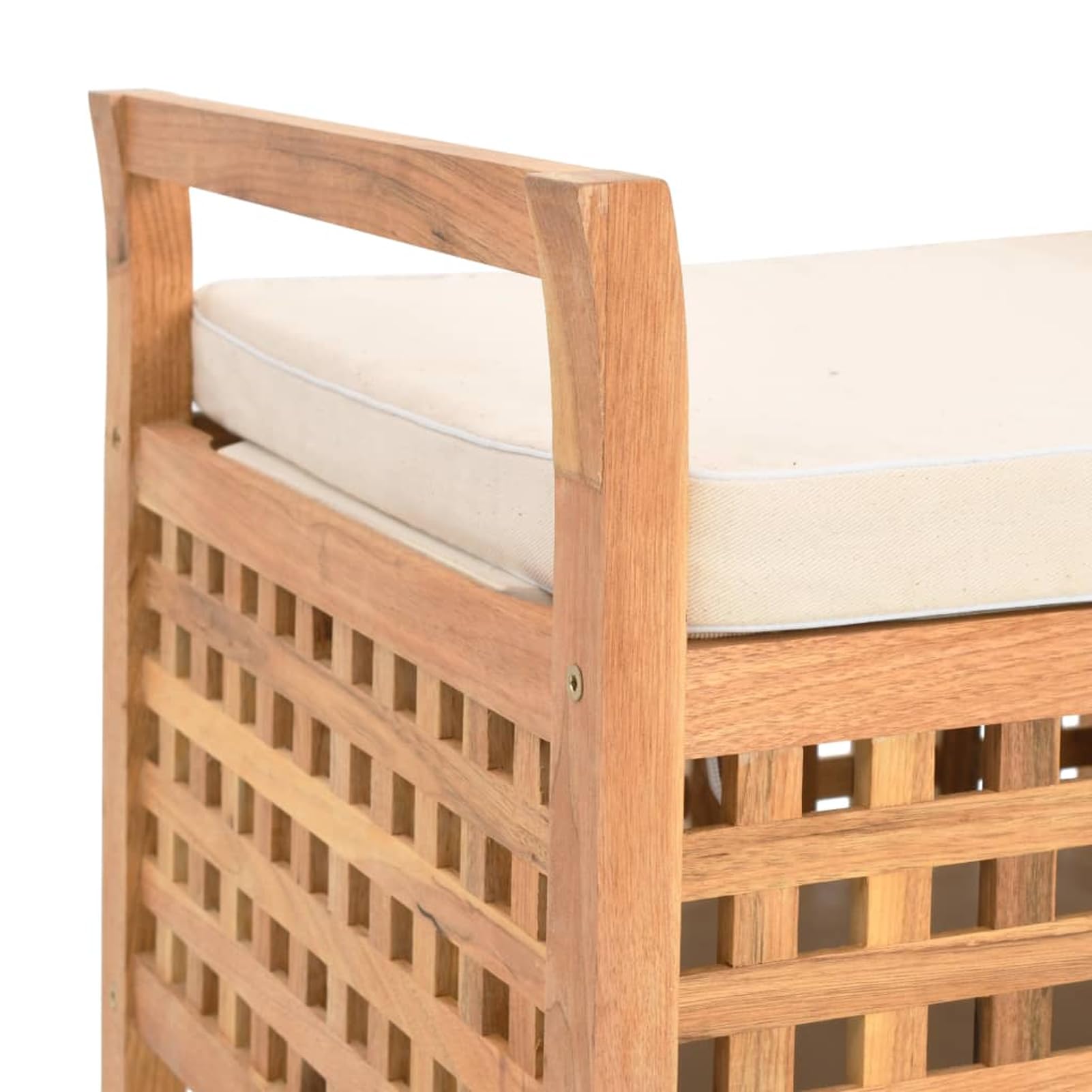 Fasba Banco de Almacenamiento de Madera con Cojín - Natural | para Pasillo, Dormitorio y Baño | Robusto y de Gran Capacidad