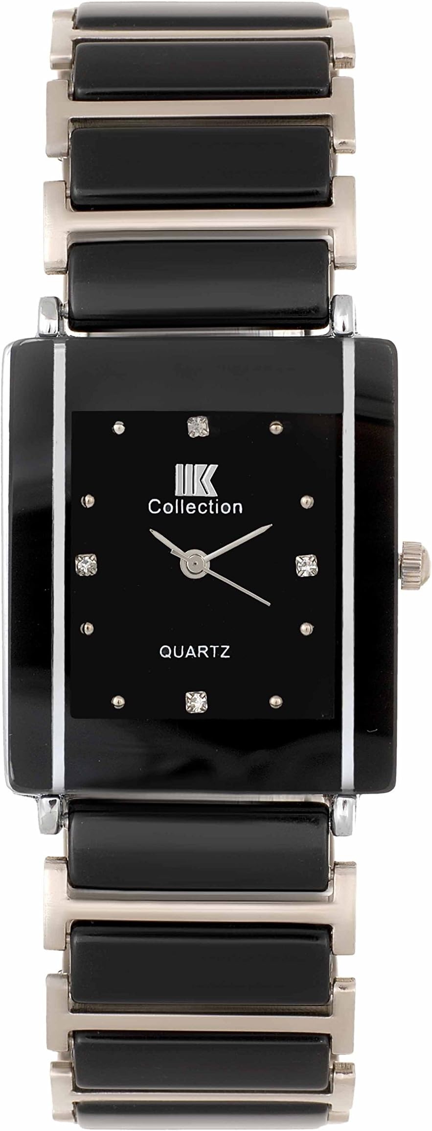 IIK COLLECTION Reactangle Studded Dial Metalic Bracelet Chain Strap Analogue Wrist Watch for Men and Boys