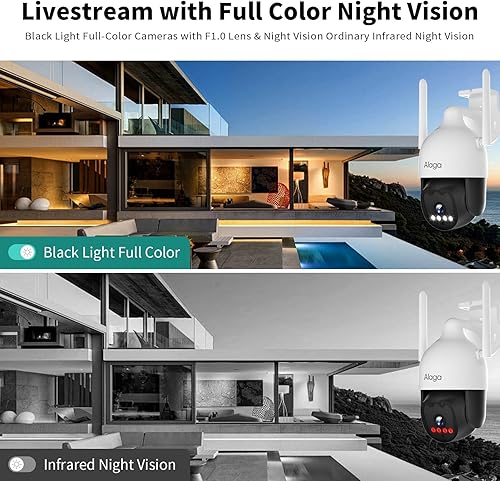 Miniatura 6 de Alaga Cámara de seguridad para exteriores, visión nocturna a todo color con luz negra, cobertura detallada de 360, WiFi 5G y 2.4G, seguimiento de