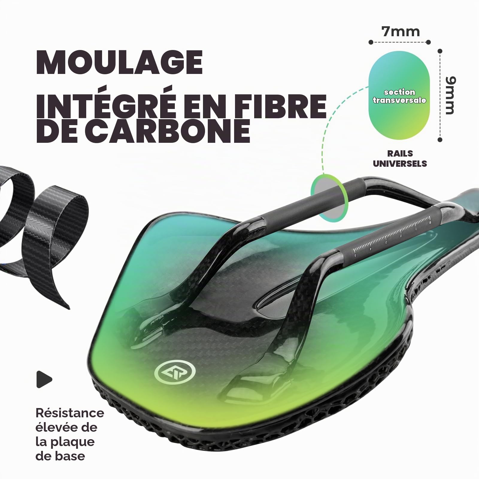 ROCKBROS Selle de Vélo Confortable et Douce, Selle de Vélo en Impression 3D pour Hommes et Femmes, Selle Carbone pour VTT, Selle Ergonomique pour VTT, Vélo de Route, Gravel, Ebike
