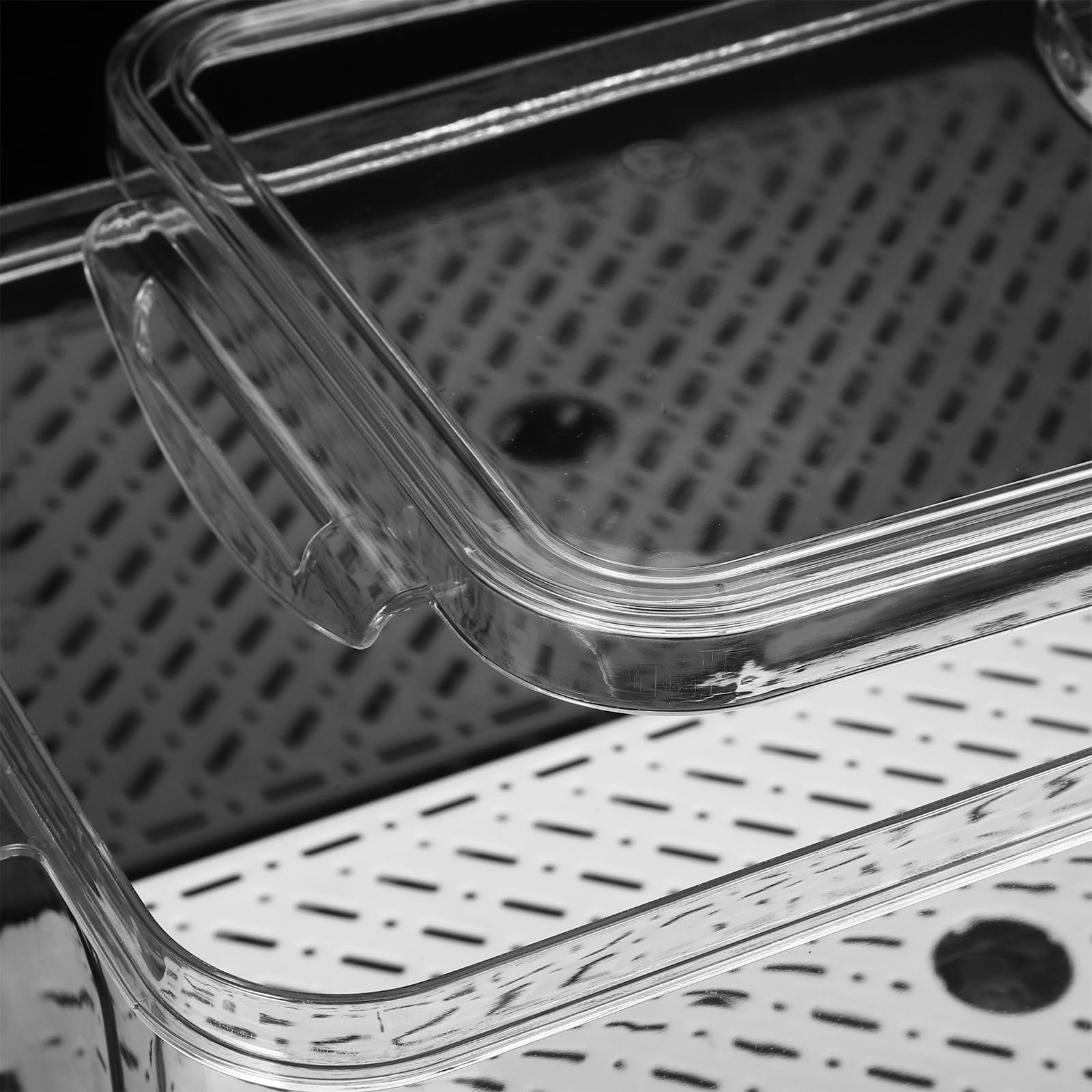 Didiseaon Organizador de Cocina Transparente Tapa y Escurridor, Contenedor Hermético para Frutas y Pan, Caja Apilable para Refrigerador y Congelador, Adecuado para Almacenar Reutilizable