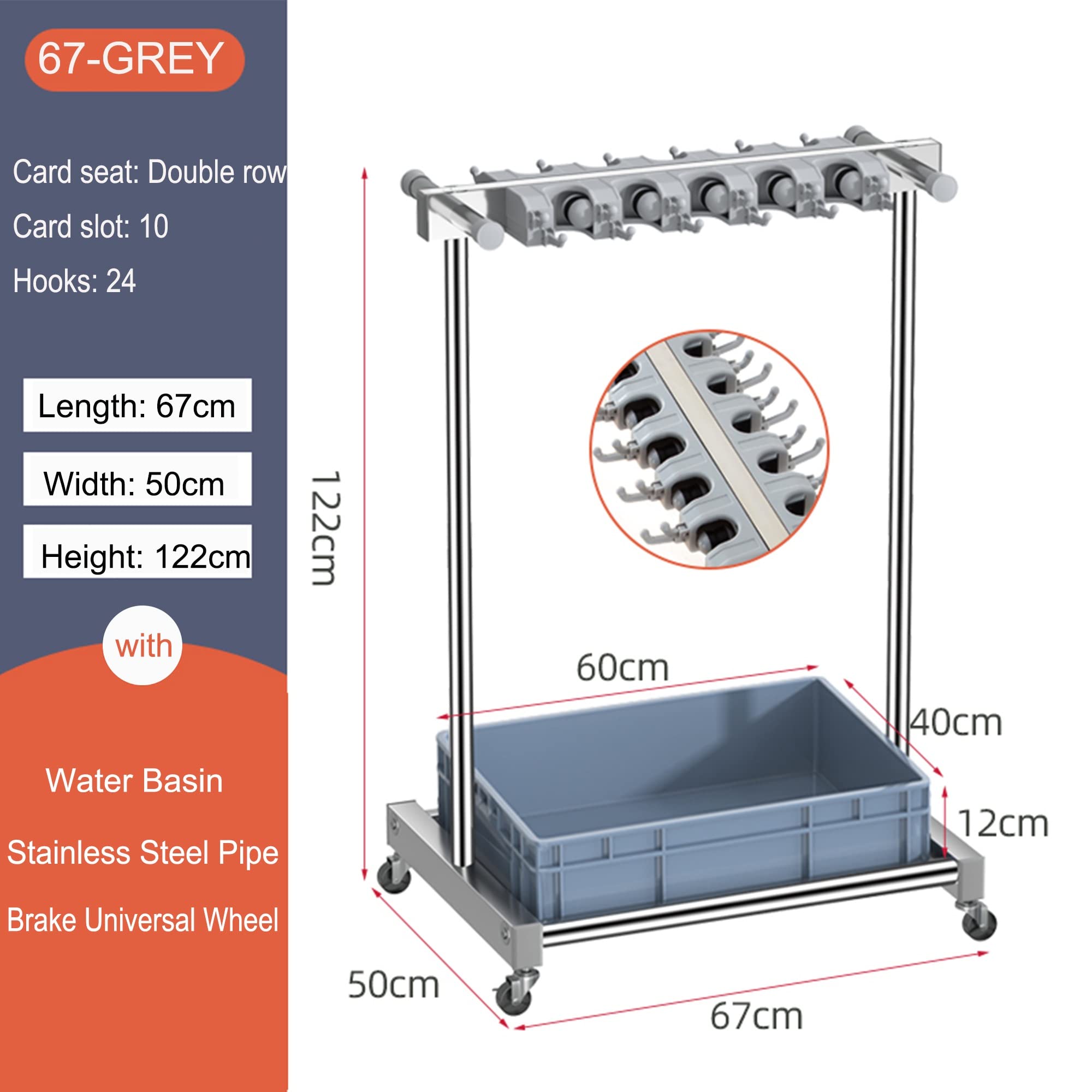 Stojak na mopy i miotły, mobilny wózek do czyszczenia z uniwersalnymi kółkami, komercyjny uchwyt na mopa do garażu domowego i hotelu - niezbędne artykuły do sprzątania