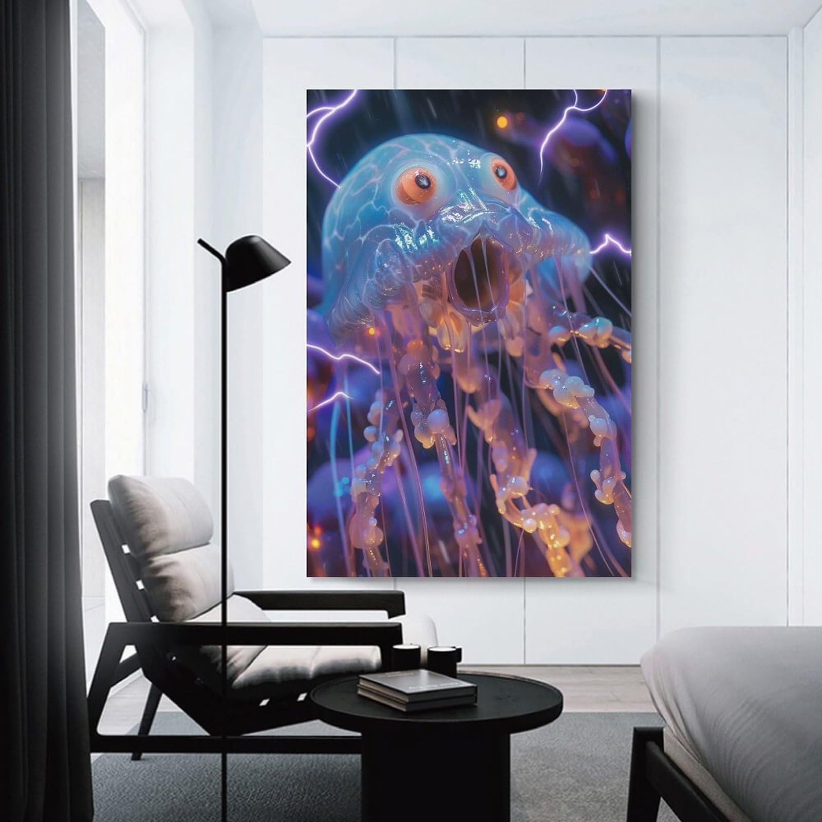 Junmoney Room Decor Wall Art Jellyfish Lightning, 24x36inch(60x90cm), for Hallway, Bedroom Or Modern Interiors, Gift Idea for Housewarming And Birthdays