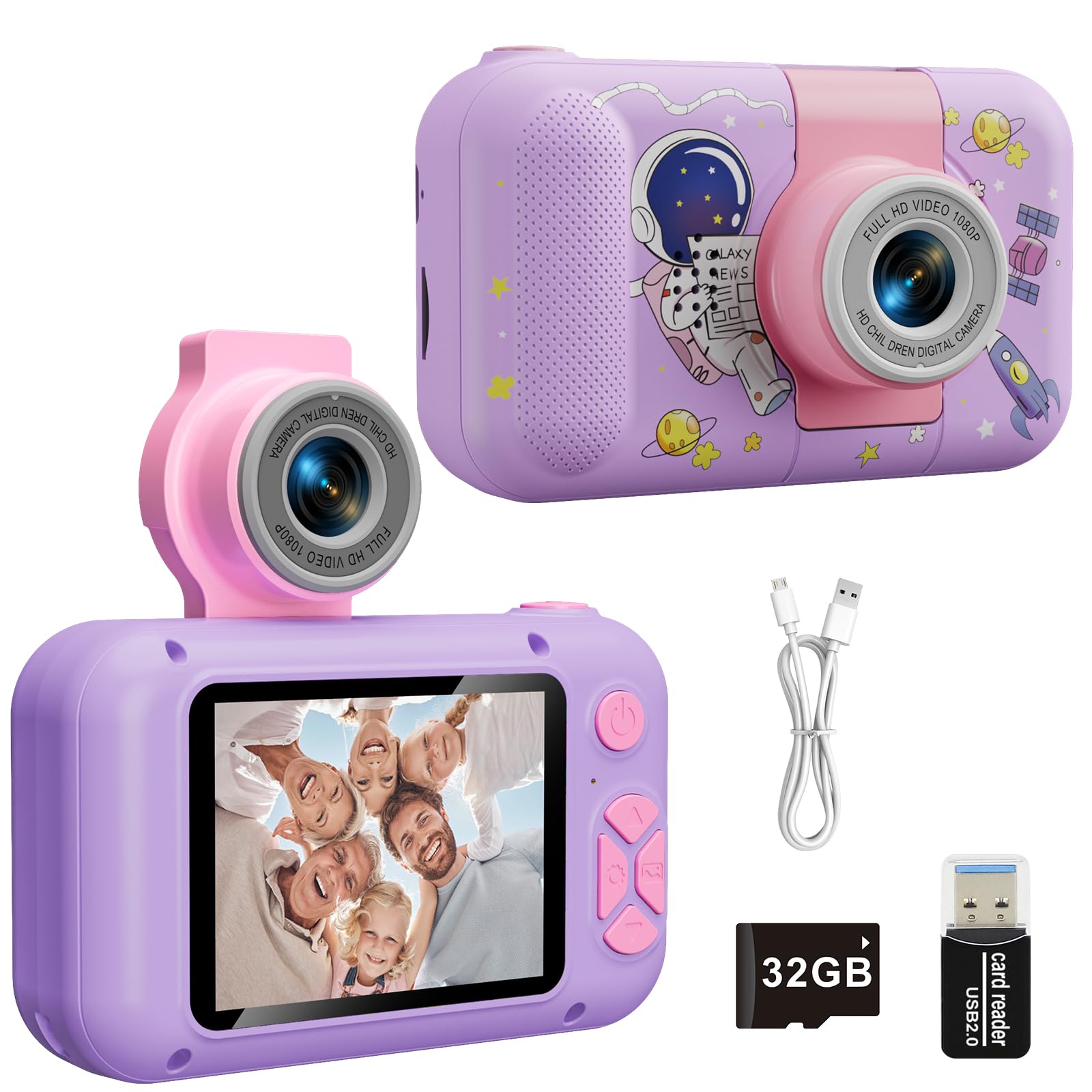 ARNSSIEN Giocattoli Fotocamera Bambini 3 4 5 6 7 8 9 10 11 12 anni Ragazze/Ragazzi, Macchina Fotografica Digitale, Regali Bambino Natale e compleanni,Fotocamera selfie per bambini con 32 GB,X101H
