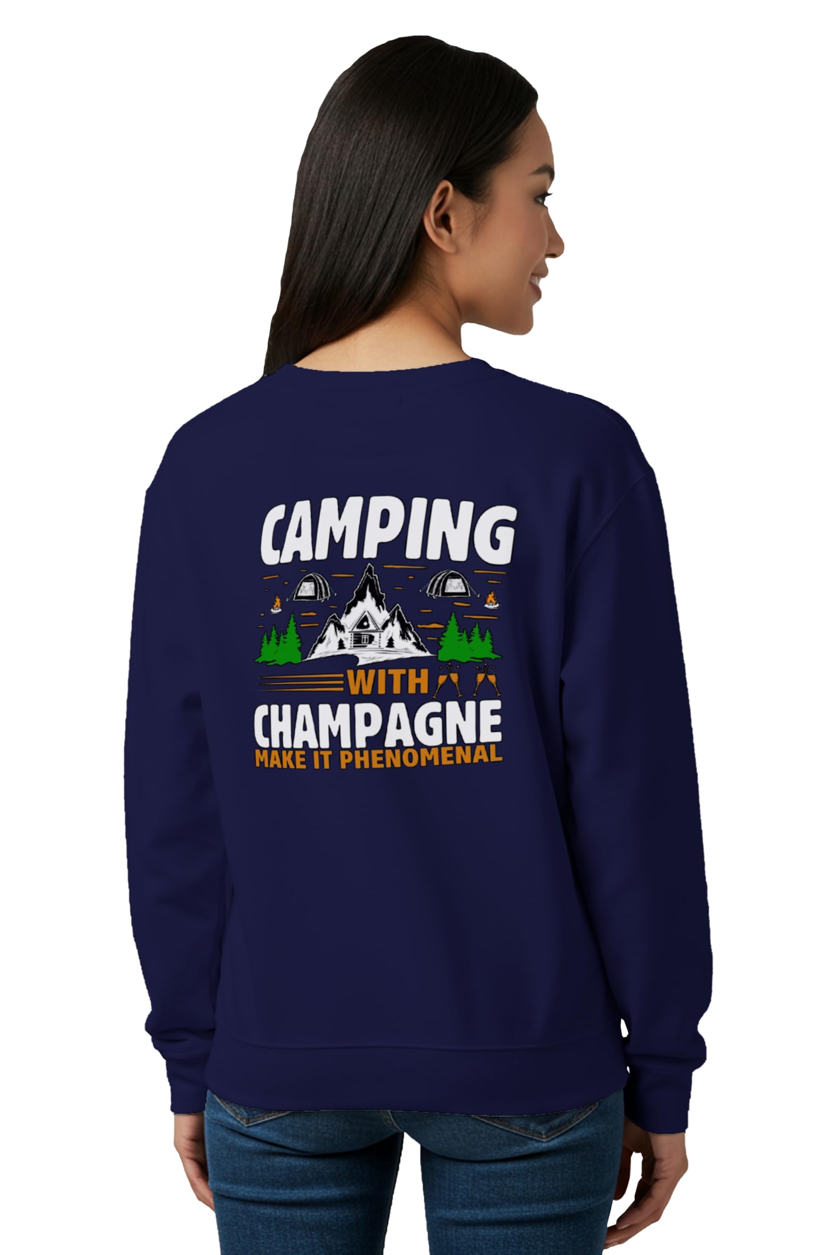 Sweatshirt for Woman Camping Cotton Blend Graphic Print Full Sleeve Stylish Round Neck Regular Fit Gen Z Winter Sweatshirt-image-22