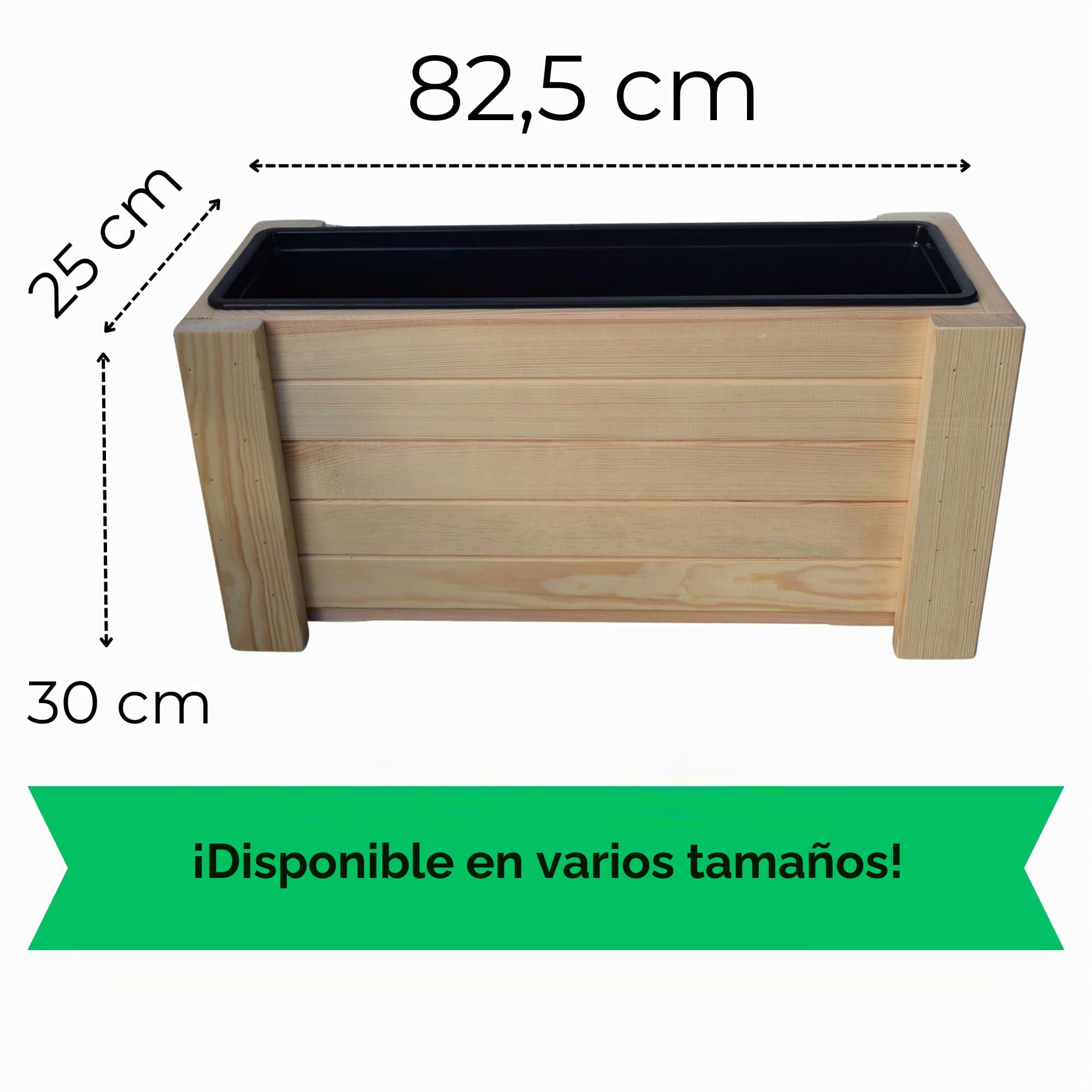 Macetero de Madera 82,5×30x25 cm, Jardineras Grandes de Madera Cruda para Interior y Exterior, Maceta Rectangular para Jardín, Balcón y Terraza