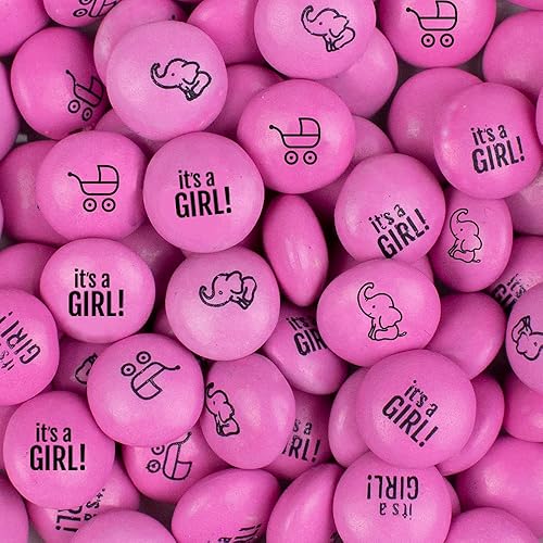 It's a Girl Baby Shower Minis de chocolate con leche recubiertos de caramelo rosa (aproximadamente 1,000 piezas)