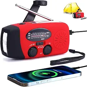 Rádio Solar com Manivela e Carregador de Emergência para Celular, Bateria 2000mAh, Versão Aprimorada