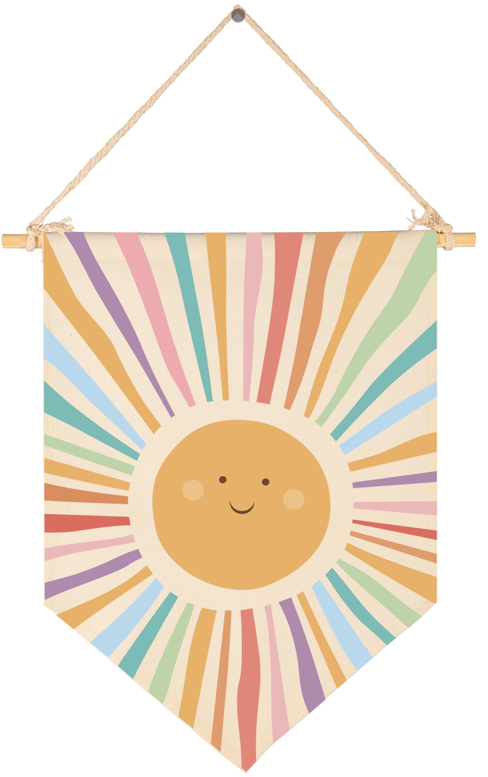Sunshine Pennant,Sun Playroom Decor Gift,Watercolour Canvas Hanging Flag Banner Pennant Wall Decor Gift for Nursery Baby Room Playroom Homeschool Reading Room Bedroom