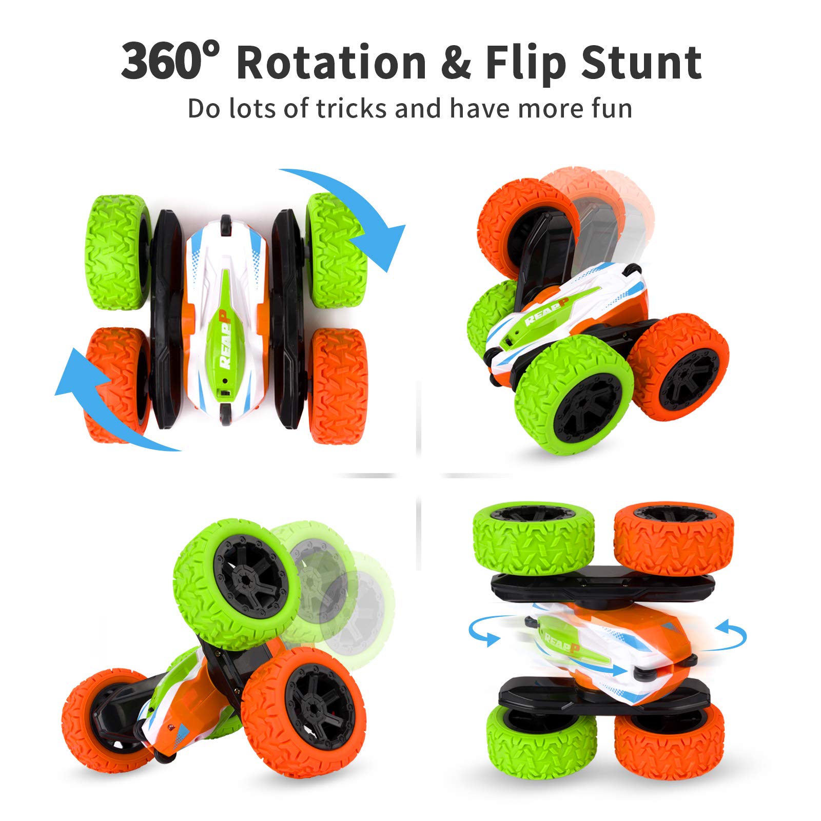 OTAKUKID Coche RC 4WD 2.4GHz – Acrobacias, Rotación 360° Y Todoterreno Con Batería Recargable (Azul)