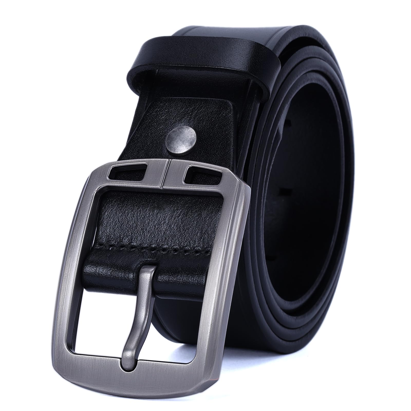 HOLMANSE Mens Belts Full Grain Leather Real Italian Material Western Cowboy Belt 1.5 Wide Casual Jean Belt Gift Box Packaging