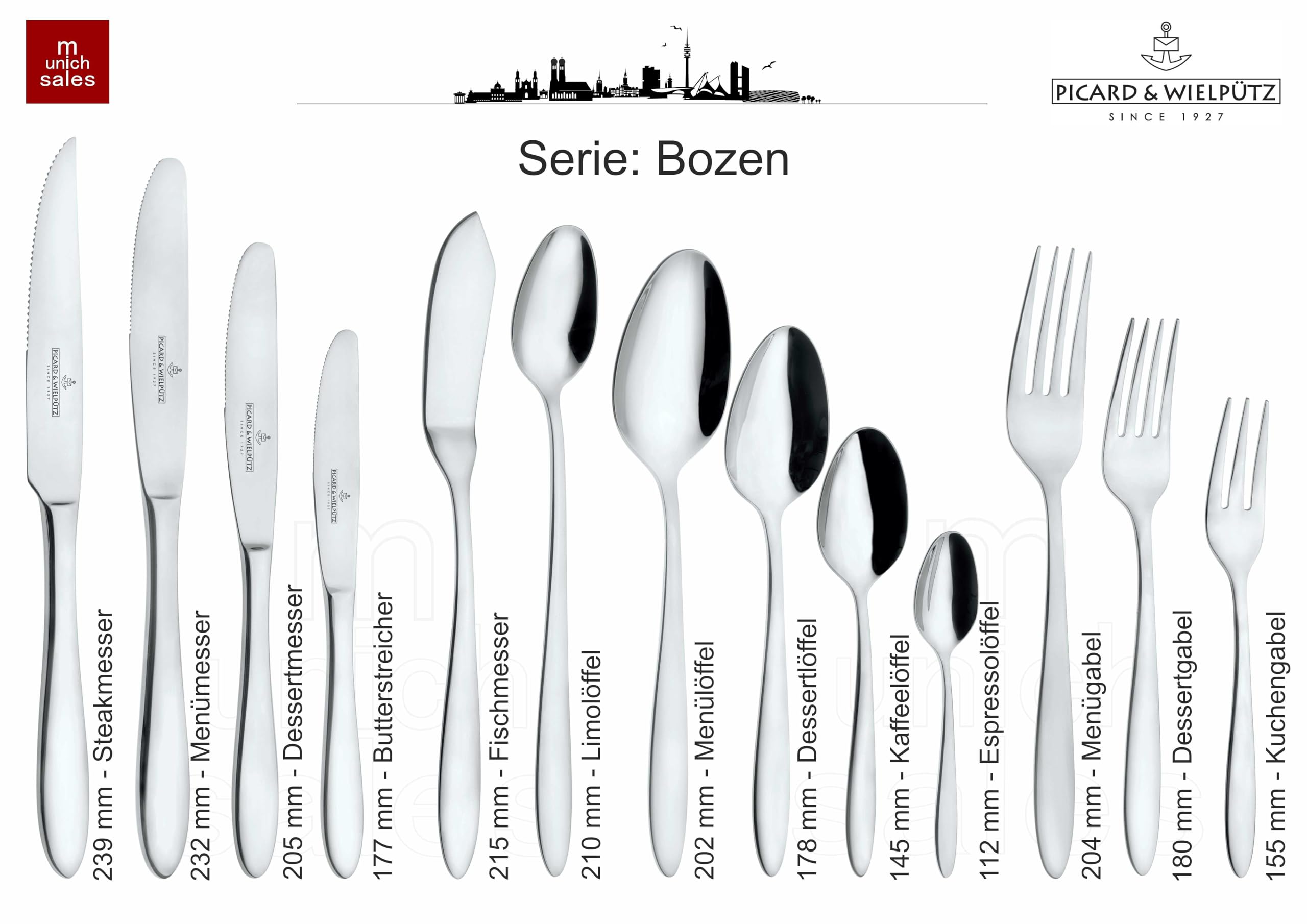 30 teilige Besteckgarnitur aus der Serie Bozen 6142 von Picard & Wielpütz in schwarzer Verschenkbox mit Magnetverschluss