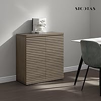 Vista 8 de SICOTAS Buffet Cabinet with Storage Accent Sideboard Modern Credenza with Doors & Shelves Fluted Media Console Mid Century Coffee Bar Table for