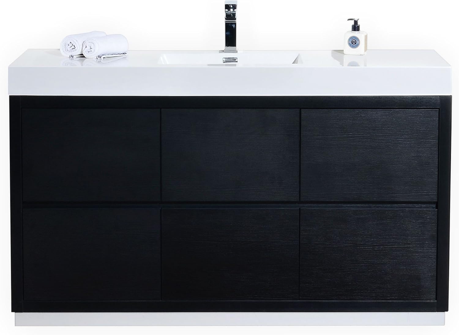 Bliss 60″ Black Single Sink Floor Mount Modern Bathroom Vanity