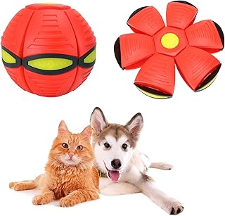 Pet Toys Dog Toys, Flying Saucer Ball for Dogs Cats, Durable Ball for Training Dogs Balls Indoor Outdoor Safe Dog Gifts for Small to Large Dogs (Red)
