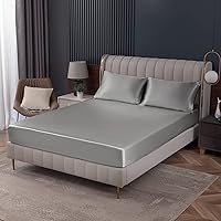 Vista 46 de Homiest Sábanas Bajeras de Satén Negro Tamaño Full con Bolsillo Profundo, Lujo y Ultra Suave, Ropa de Cama Individual, Vendidas por Separado