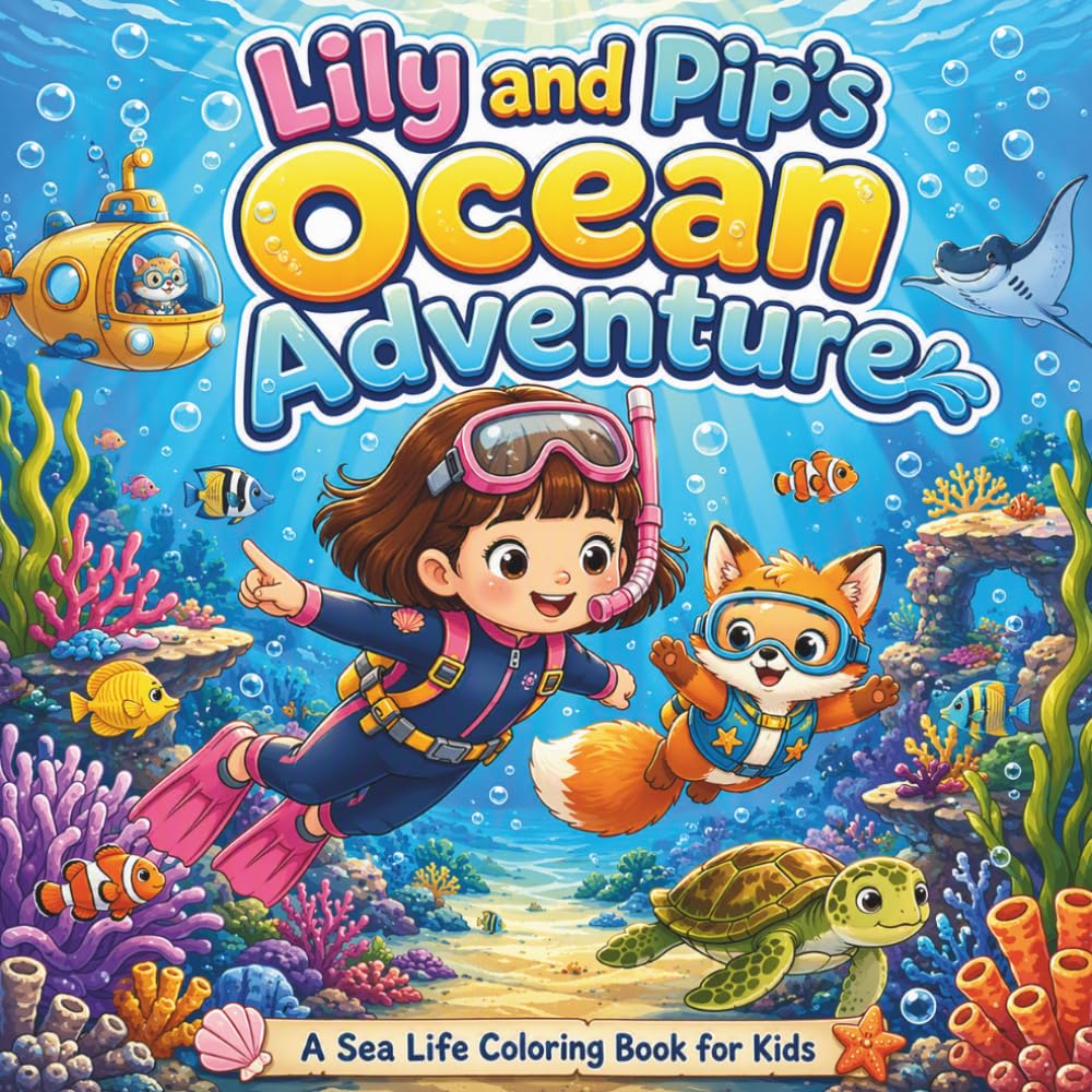 Lily and Pip’s Ocean Adventure: A Sea Life Coloring Book for Kids