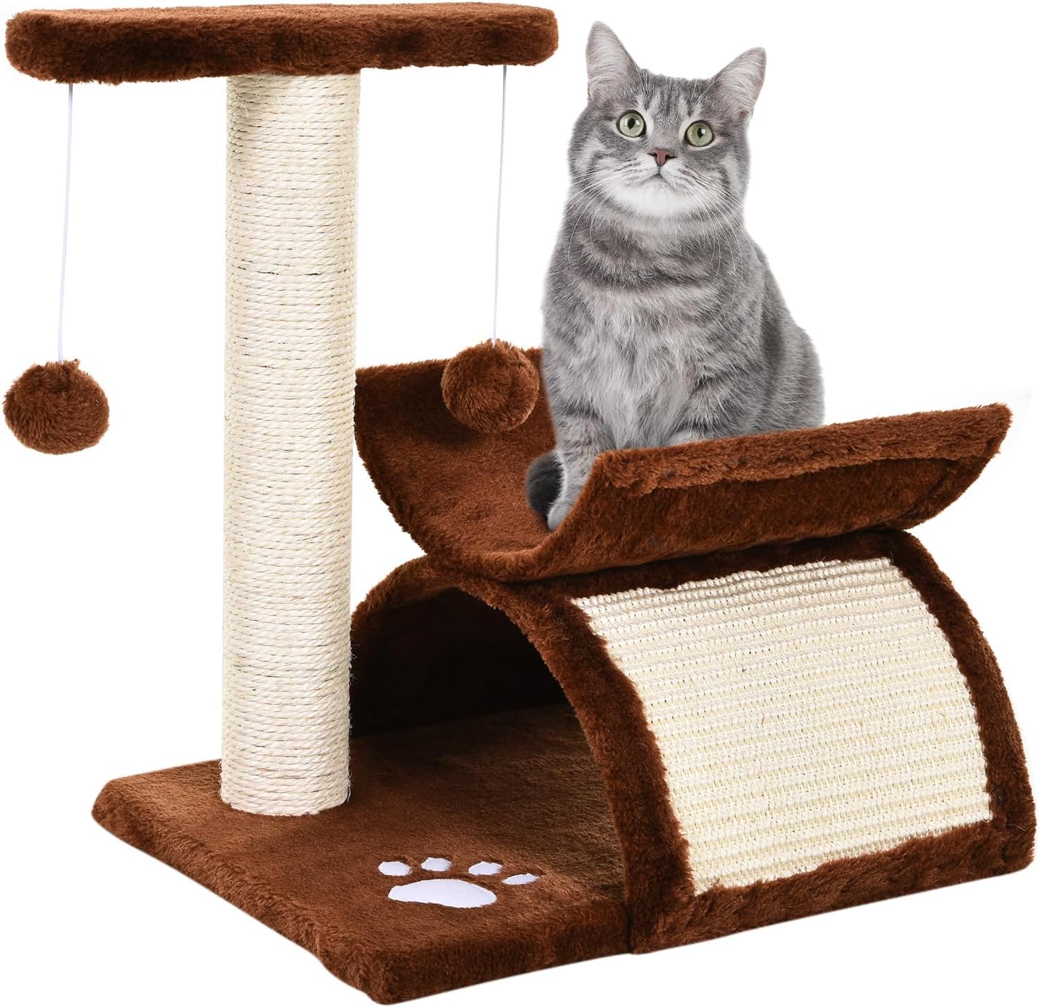 PawHut Holz Kratzbaum Katzenbaum Kletterbaum für Katzen, Kätzchen Möbel