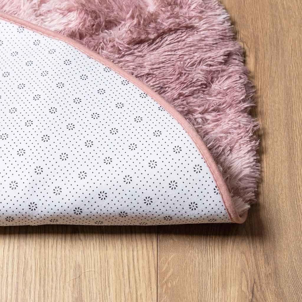 Tapis Shaggy à Poils Longs NAVARRA Rose poudré, 240 x 240 cm, 100 pour Cent Polyester, Dessous antidérapant, pour Salon Chambre Bureau, Moelleux au Sol