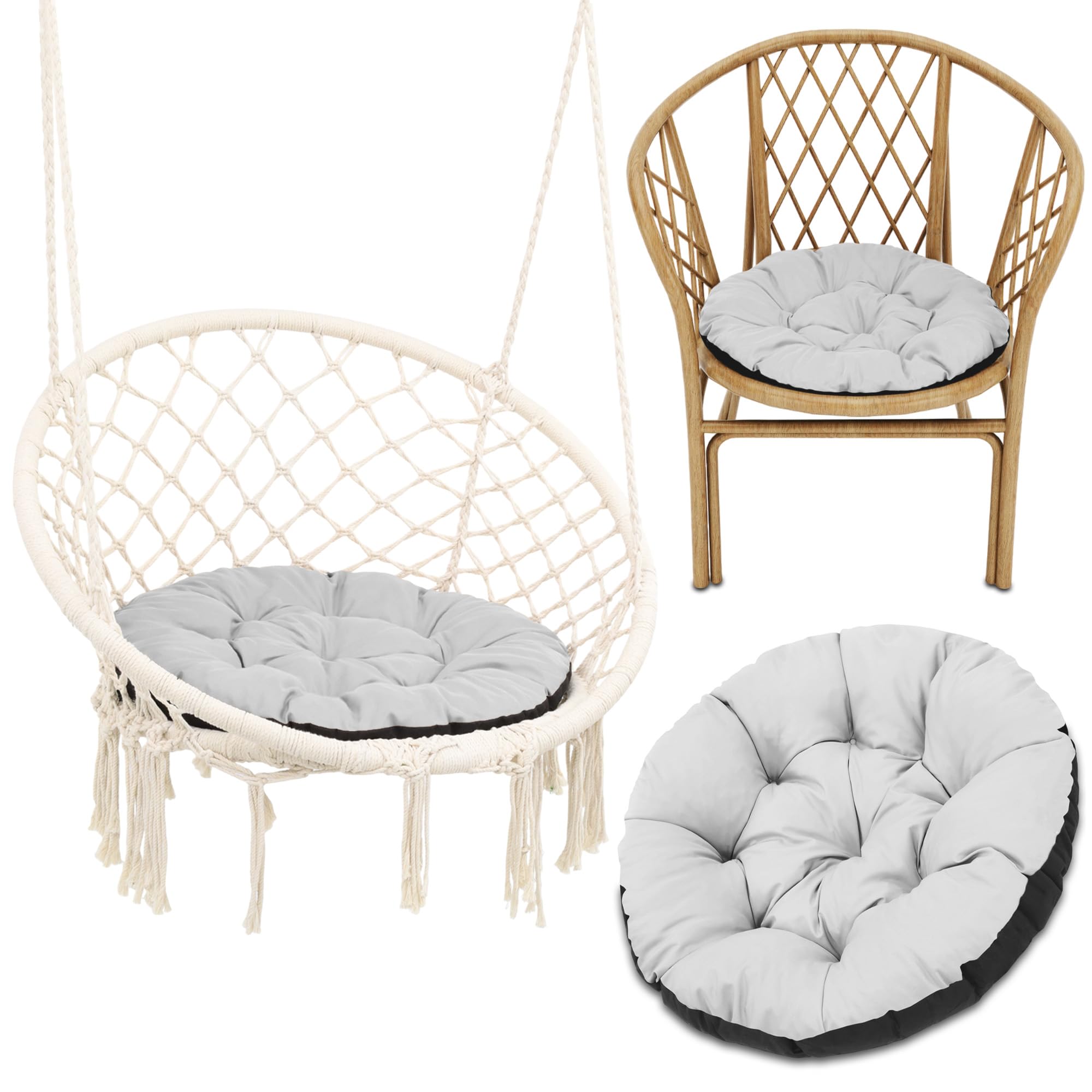 2 Cuscini Rotondi Per Seduta - Diametro 14 Pollici, Morbidi, Per Interni Ed Esterni - Foto 3