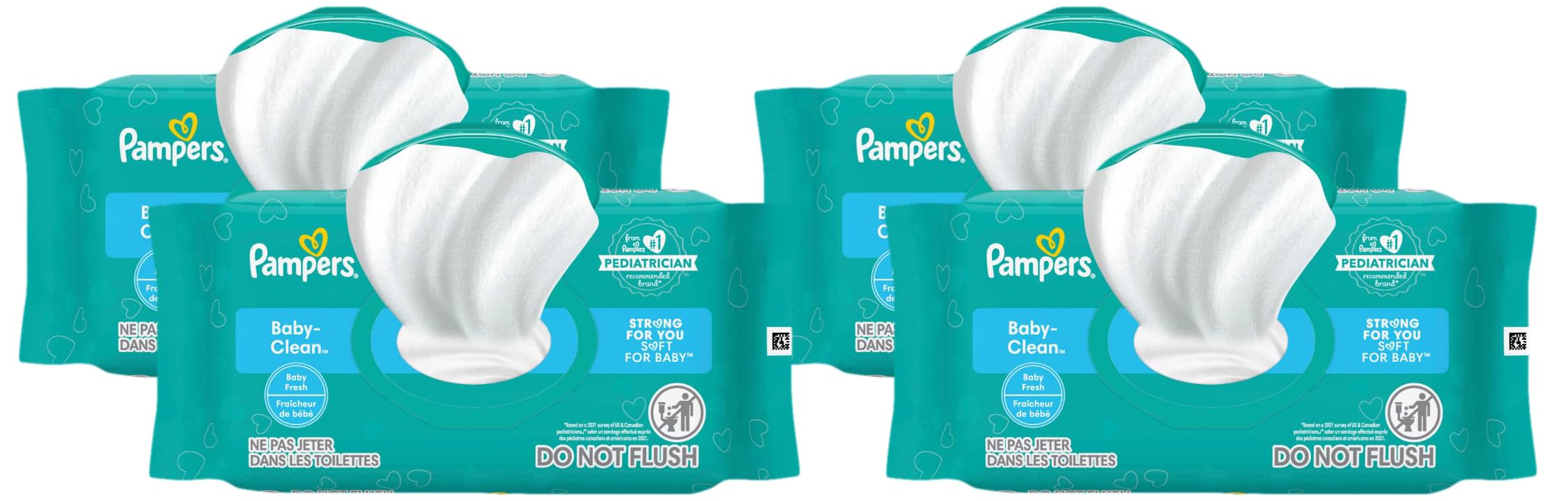 PampersBaby Clean Wipes, Baby Fresh Scented, 1 Flip-Top Pack (72 Wipes Total) (Pack of 4)