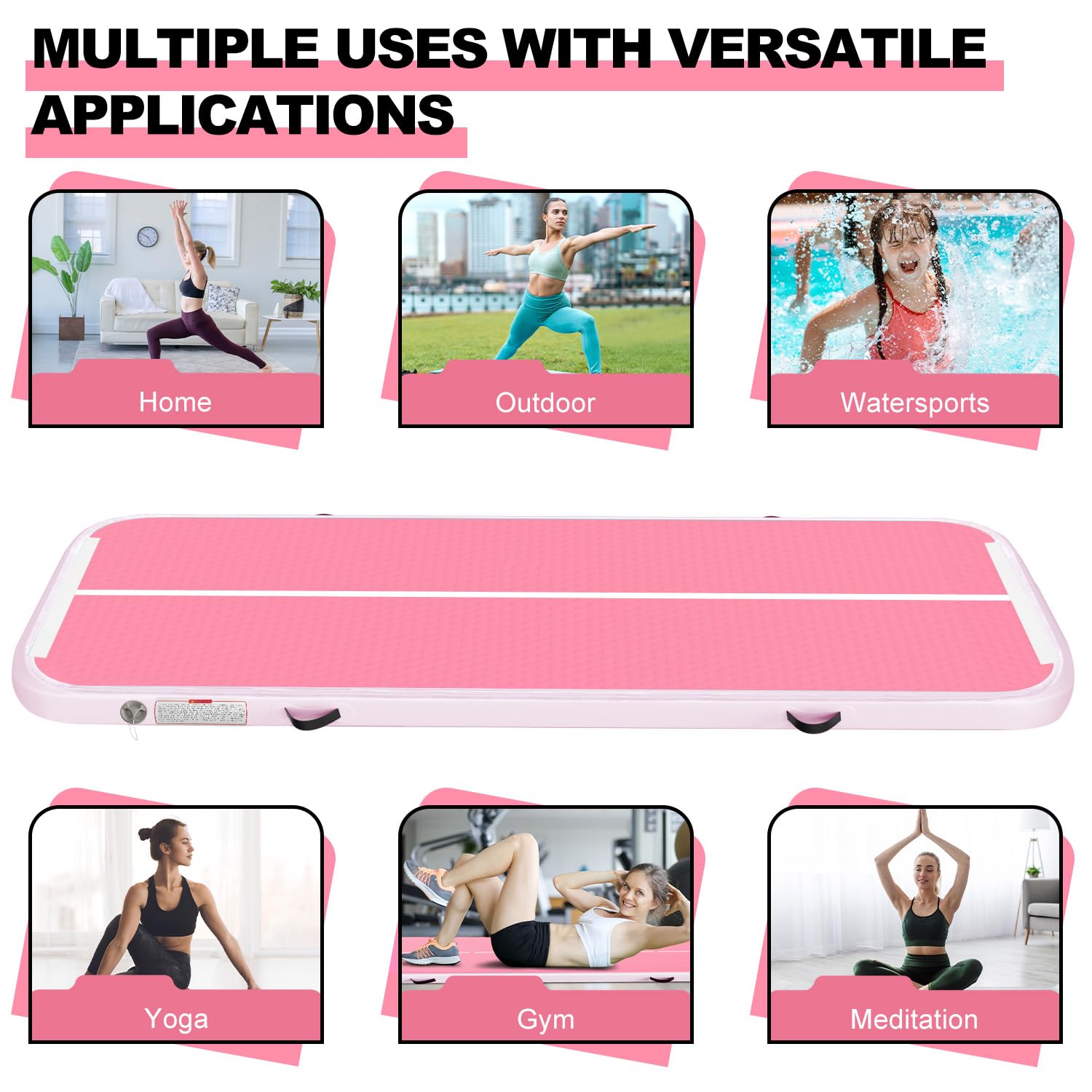 Tapis de Gymnastique Air Tumble Track, Tapis de Gymnastique Gonflable pour Tumbling 6,6ft 10ft 13ft 16ft 20ft/10cm Air Tumble Track, Pour Usage Familial/Yoga/Eau/Danse
