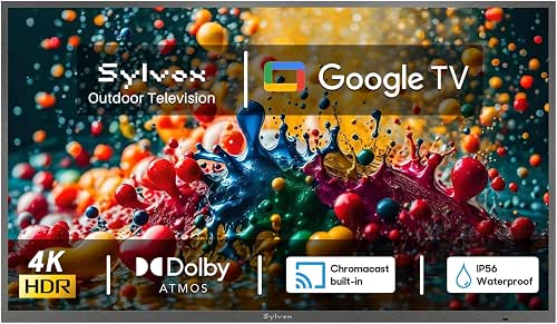 SYLVOX Smart Outdoor TV, 55 inch Outdoor Television Upgraded Google