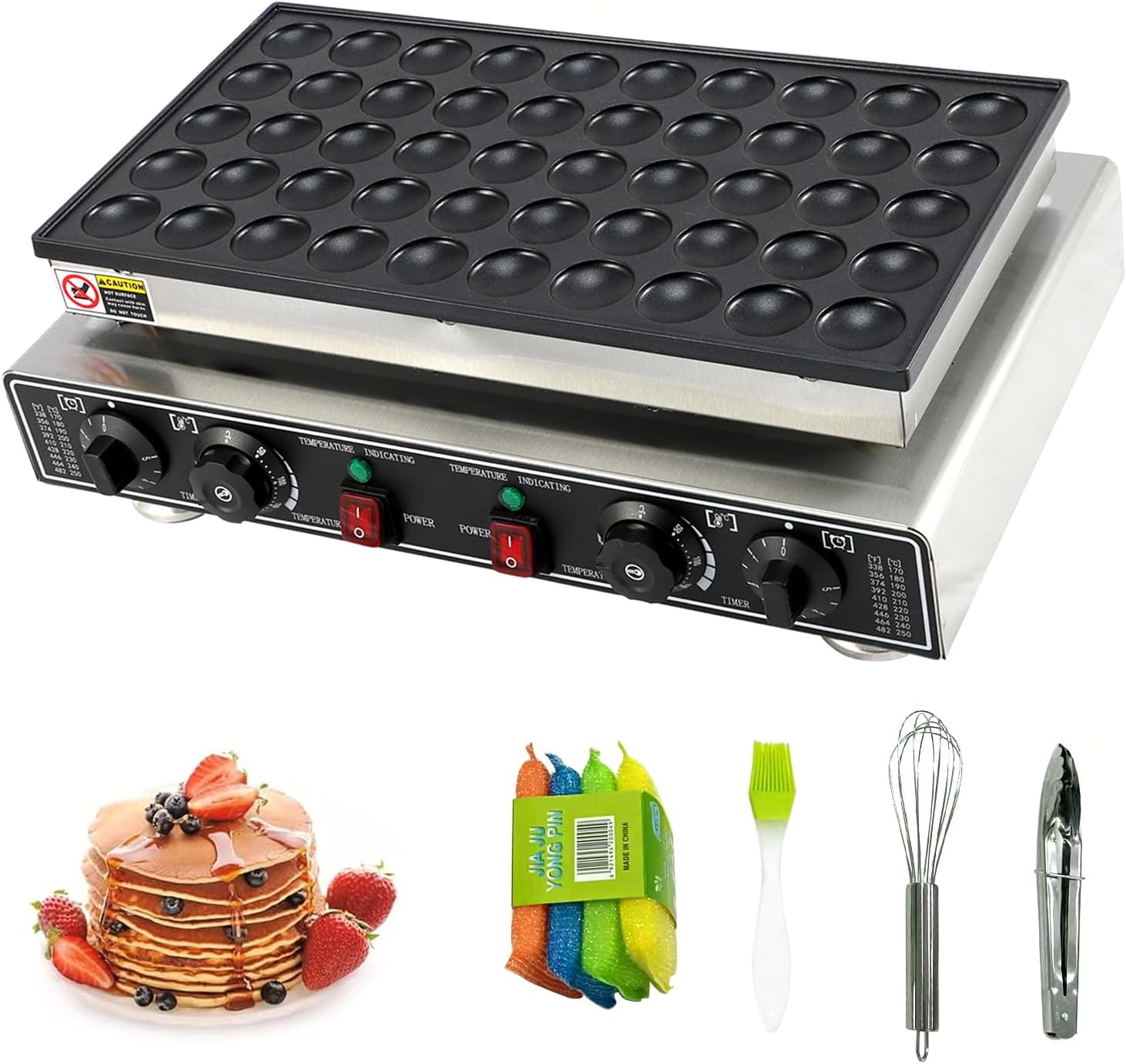 Takywep 1800W mini waffle maker and mini pancake maker, 50 Pcs Professional commercial waffle maker with Temp & Time Control, High Performance pancake maker machine for mini pancakes