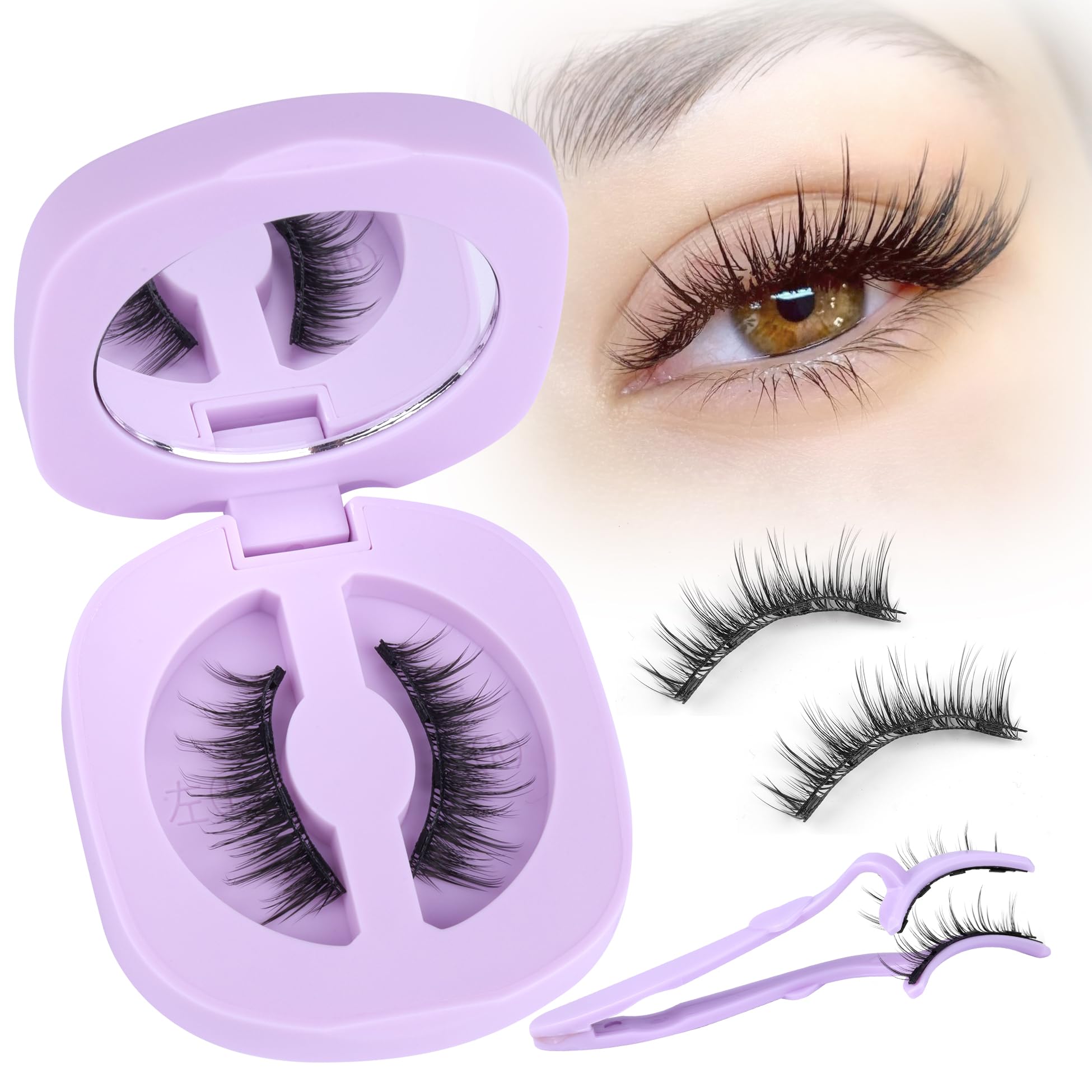 wiwoseo Magnetic Eyelashes with Applicator No Glue Needed Magnetics Eyelashes Natural Look Magnetic Lashes with Applicator pestañas magnéticas