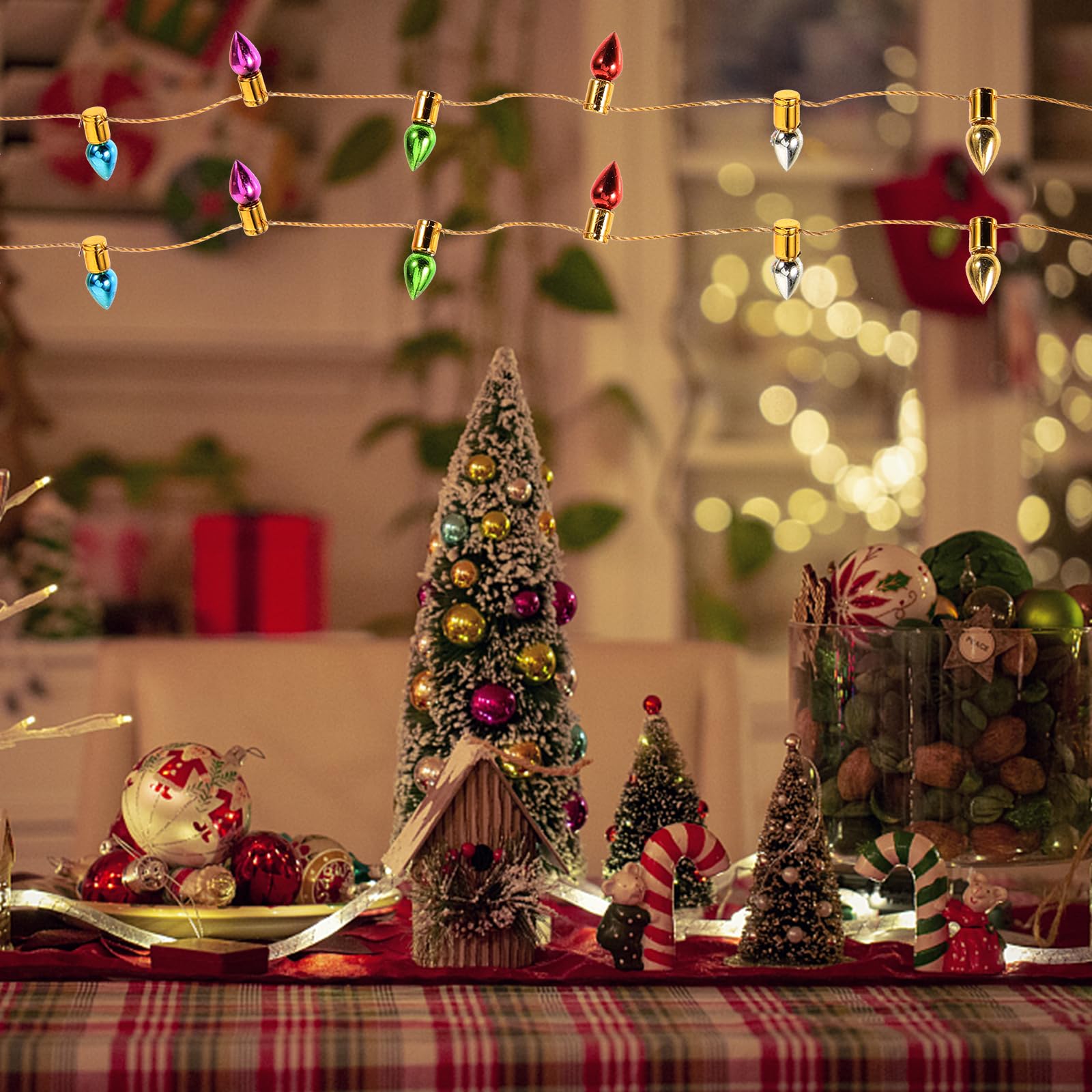 Vaguelly String Xmas String Light Garland Miniature Christmas String Light Doll House Hanging Light Mini Accessories LED LED Color Light Bulb Doll House Outdoor - Image 2