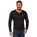 Amul Comfy Men's Kashmira V Neck Full Sleeve Top|Super Combed Cotton Rich Regular Fit Body Warmer Thermal Top | Soft, Br