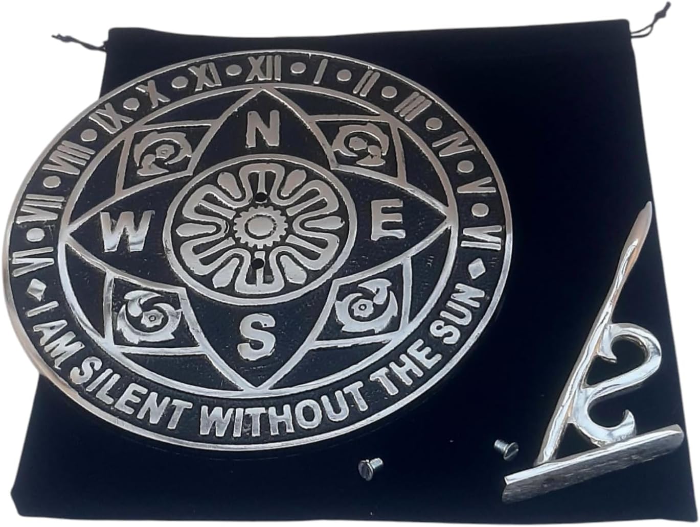 8'' Sundial Clock Durable Solid Aluminum Outdoor Timepiece Perfect with Black Velvet Case Decor Lovers for Garden Enthusiasts and Yard