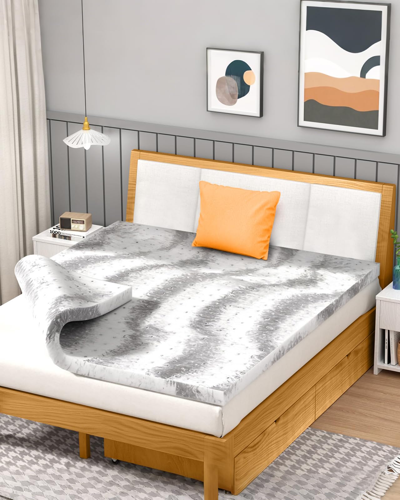 BedsPick 3 inch Mattress Topper Twin XL Memory Foam, XLong Single Mattresses Pad Extra Long Twin Charcoal Infused, College Dorm XLong Foam Mattress Toppers, CertiPUR-US and Oeko-Tex Standard