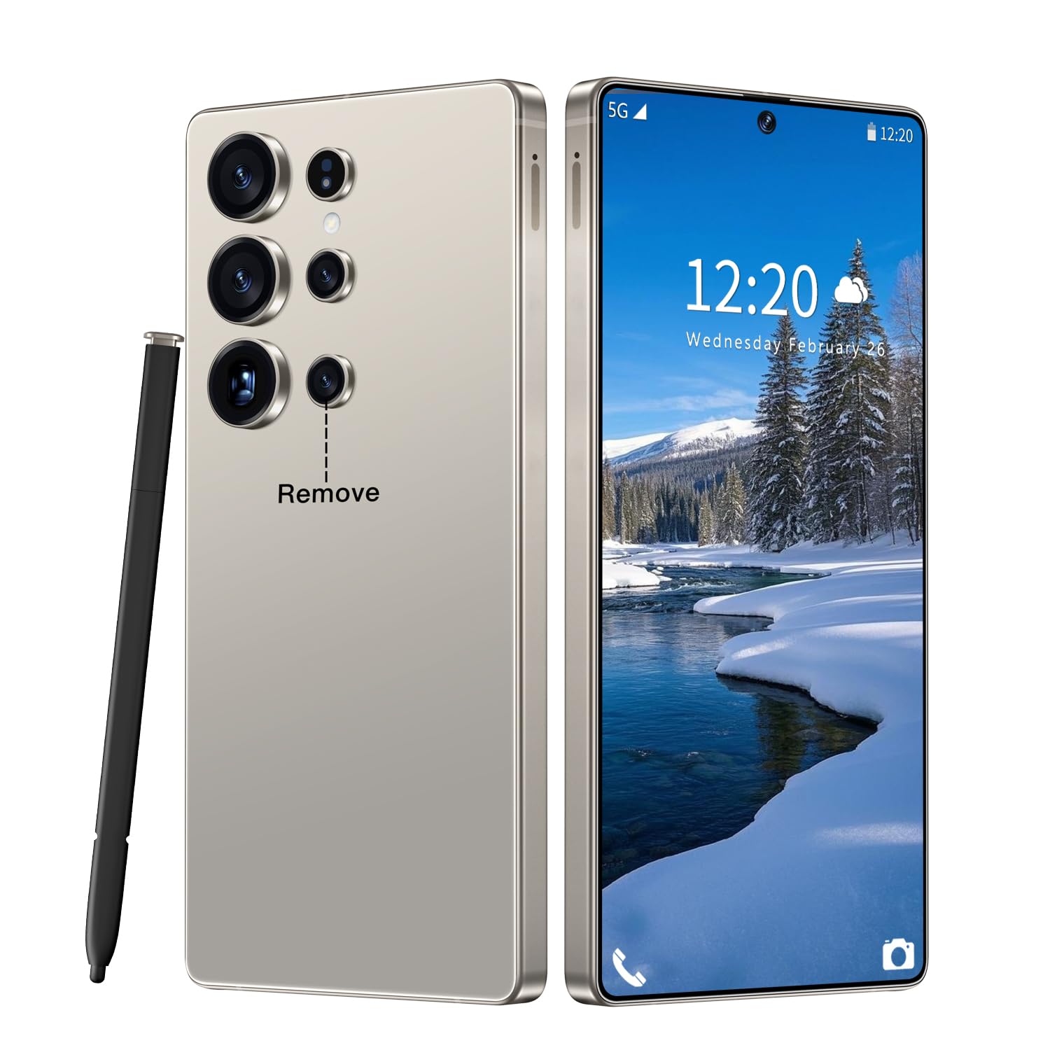 Huness S26 Ultra Unlocked Phone,Built in Pen The Phone,Cell Phone Battery 7000mAh 6.99" HD Screen,Android 15 16+512GB Smartphone,Dual SIM/5G/Face ID/Fingerprint Lock/GPS (Grey, 16+512G)