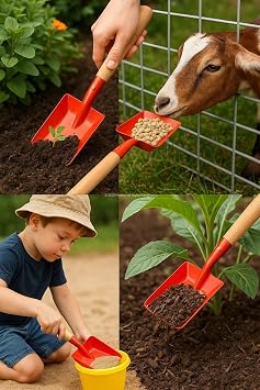 Mini Saplı Bahçe Küreği, Renkli Metal Başlık, Ahşap Sap, Hobi Bahçesi, Hayvan Yemi Verme, Çocuklar İçin Güvenli, Saksı Toprağı Taşıma, Mini Boy, Hafif ve Dayanıklı Çok Amaçlı Bahçe Küreği