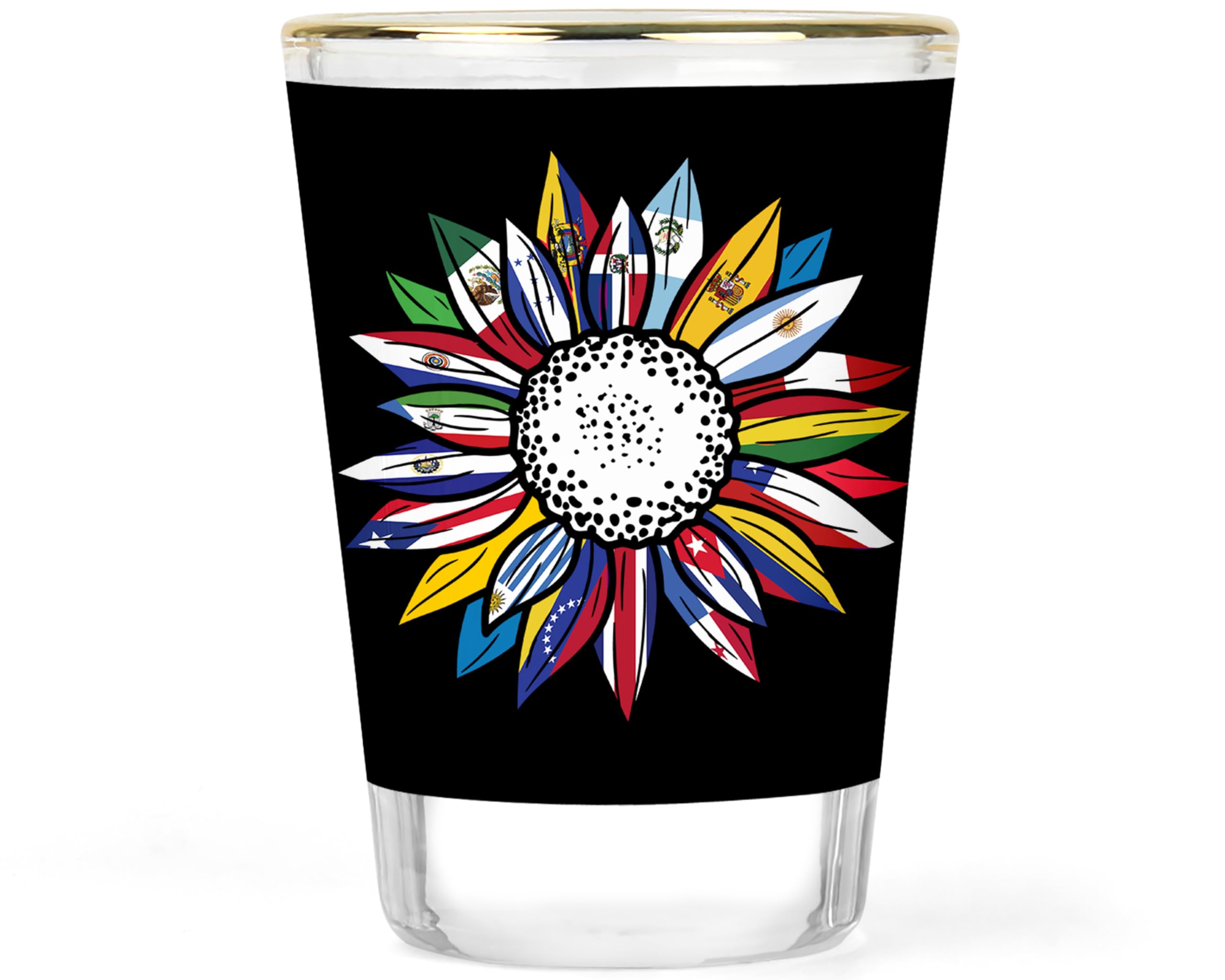 Hispanic Heritage Shot Glasses Latino Culture Glass Traditional Mexican Unique Collectible Fiesta Novelty Barware 1.5 ounce Shots Shooter Shotglass Shotglasses Decor Glassware