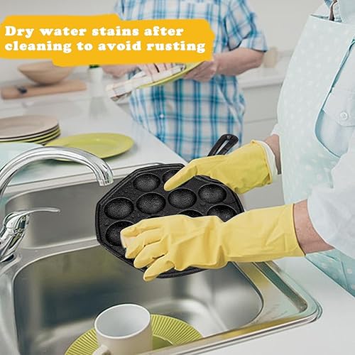 Miniatura 5 de DOERDO Takoyaki Maker Takoyaki - Molde de bolas de carne de pulpo de hierro fundido antiadherente para bolas de pulpo, 12 agujeros