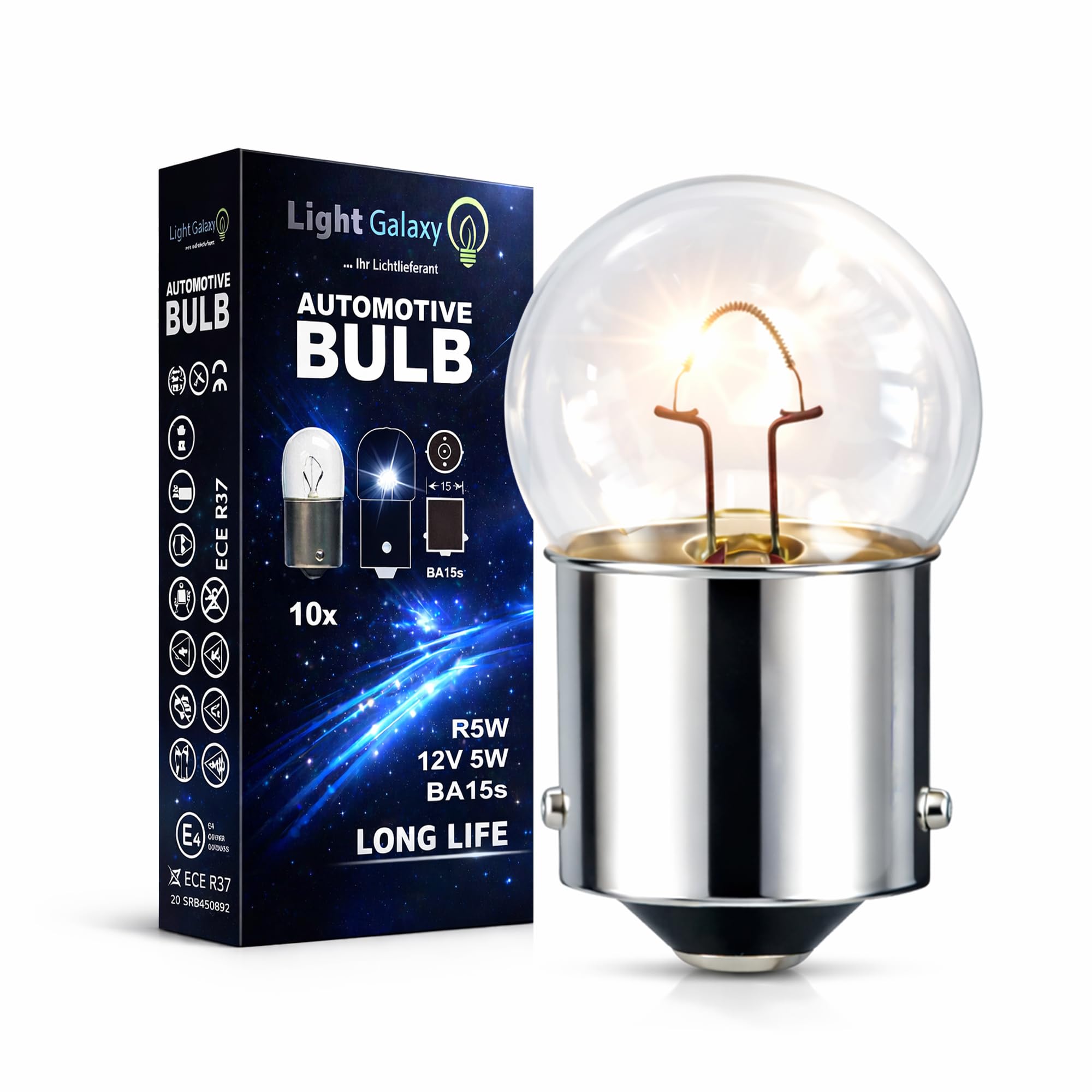 Light Galaxy ... Ihr Lichtlieferant 10x BA15s R5W 12V 5W Auto Glühbirnen Set Rücklicht Standlicht Kennzeichenbeleuchtung Positionslicht PKW Motorrad Anhänger