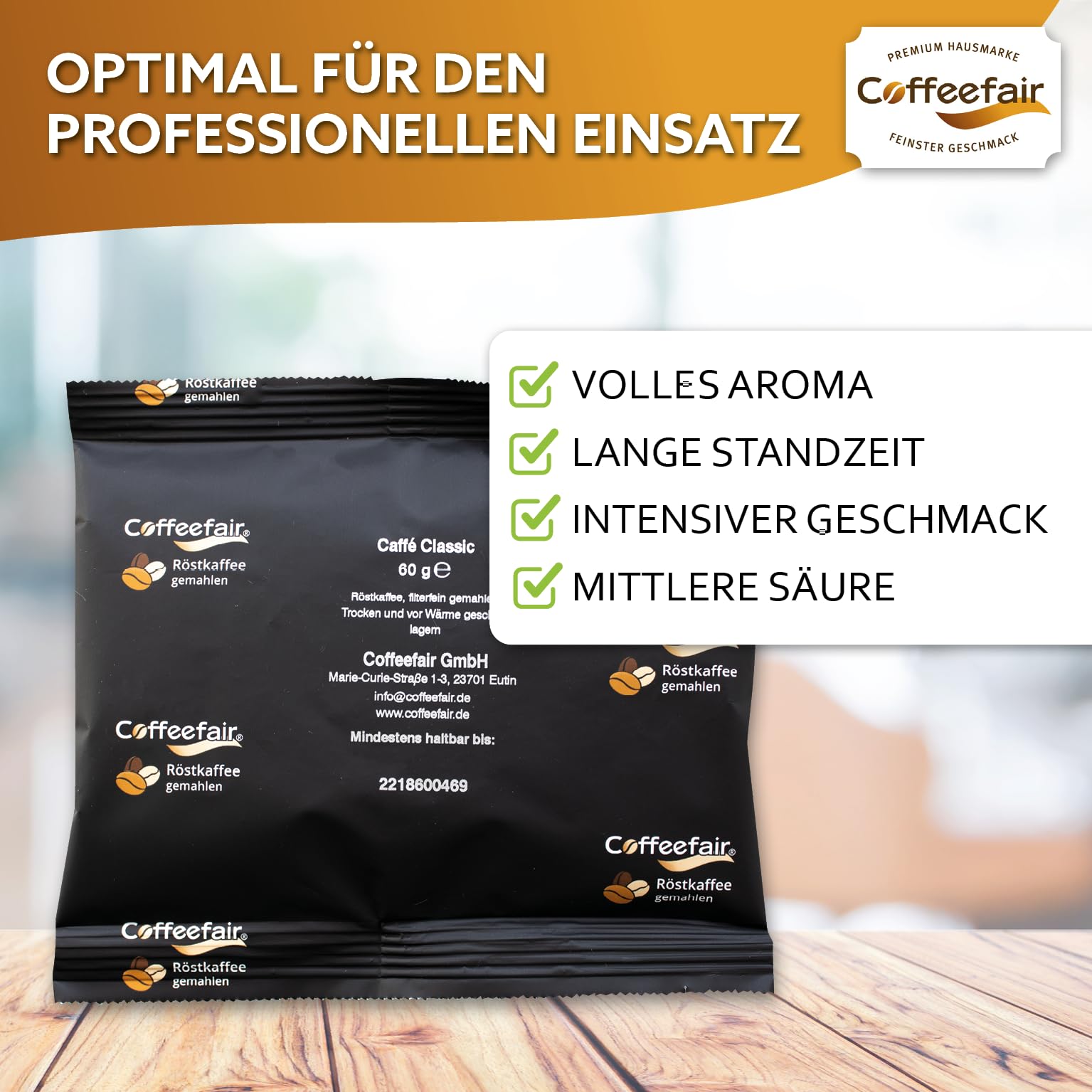 Coffeefair Filterkaffee Caffe Classic 80 x 60g Kaffee gemahlen Gastro-Qualität, schonend geröstet, ausgewogen & vollmundig, für Filterkaffeemaschinen